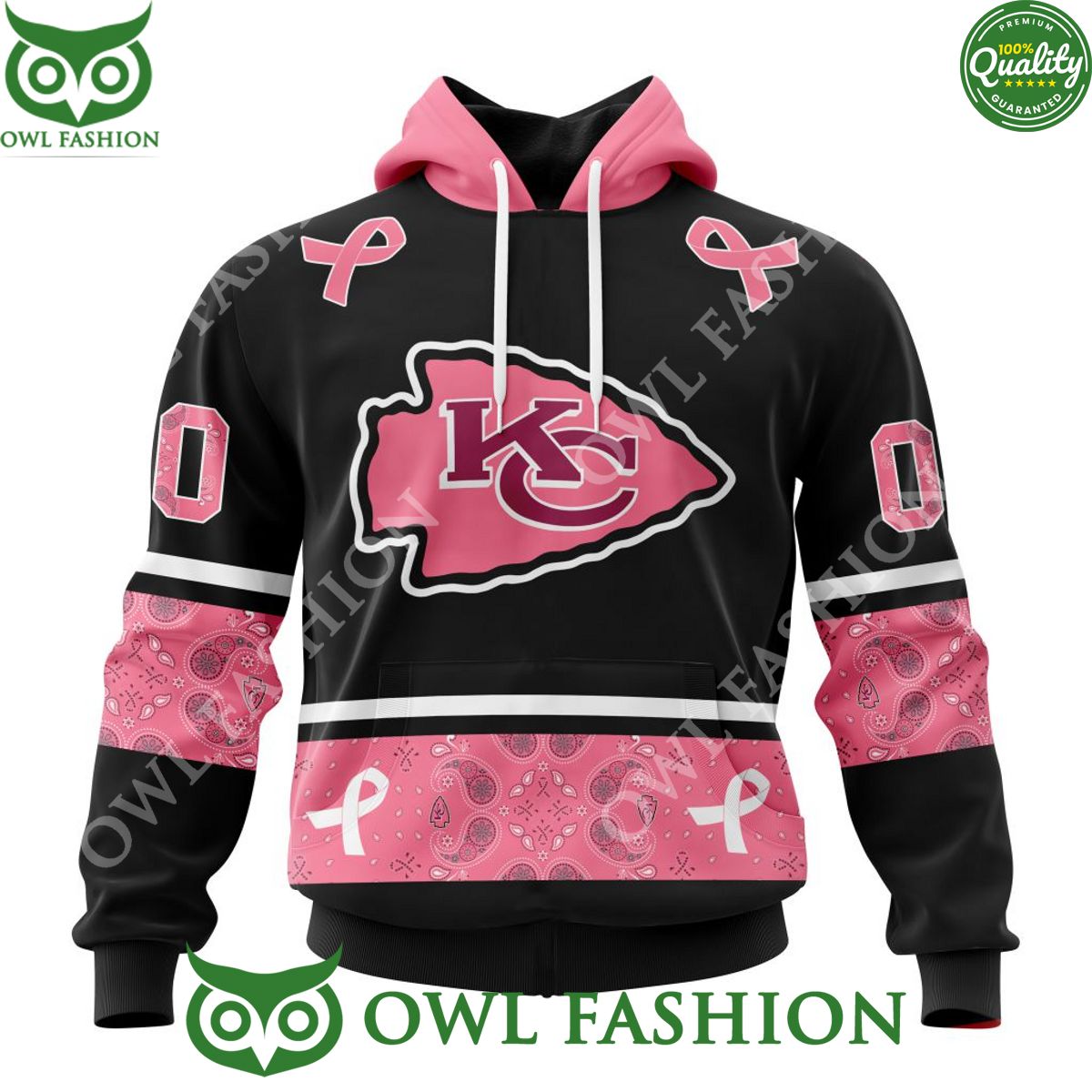 Kansas City Chiefs Pink Breast Cancer NFL Personalized 3D Hoodie Shirt