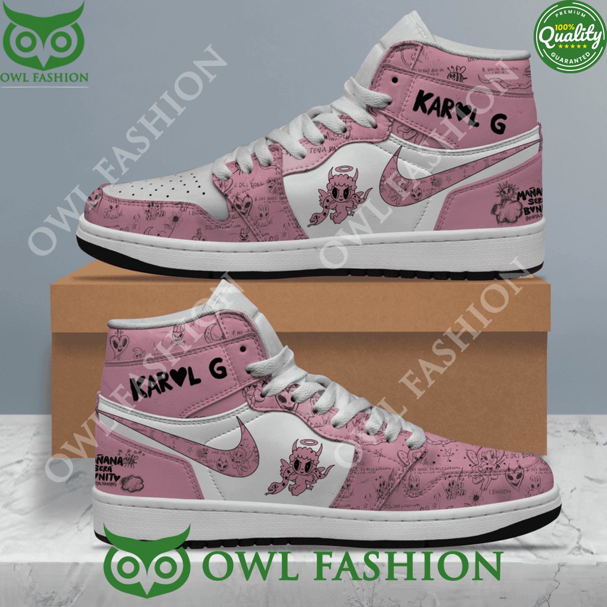 Karol G fans Pink Satan Baby Air Jordan High Top sneakers