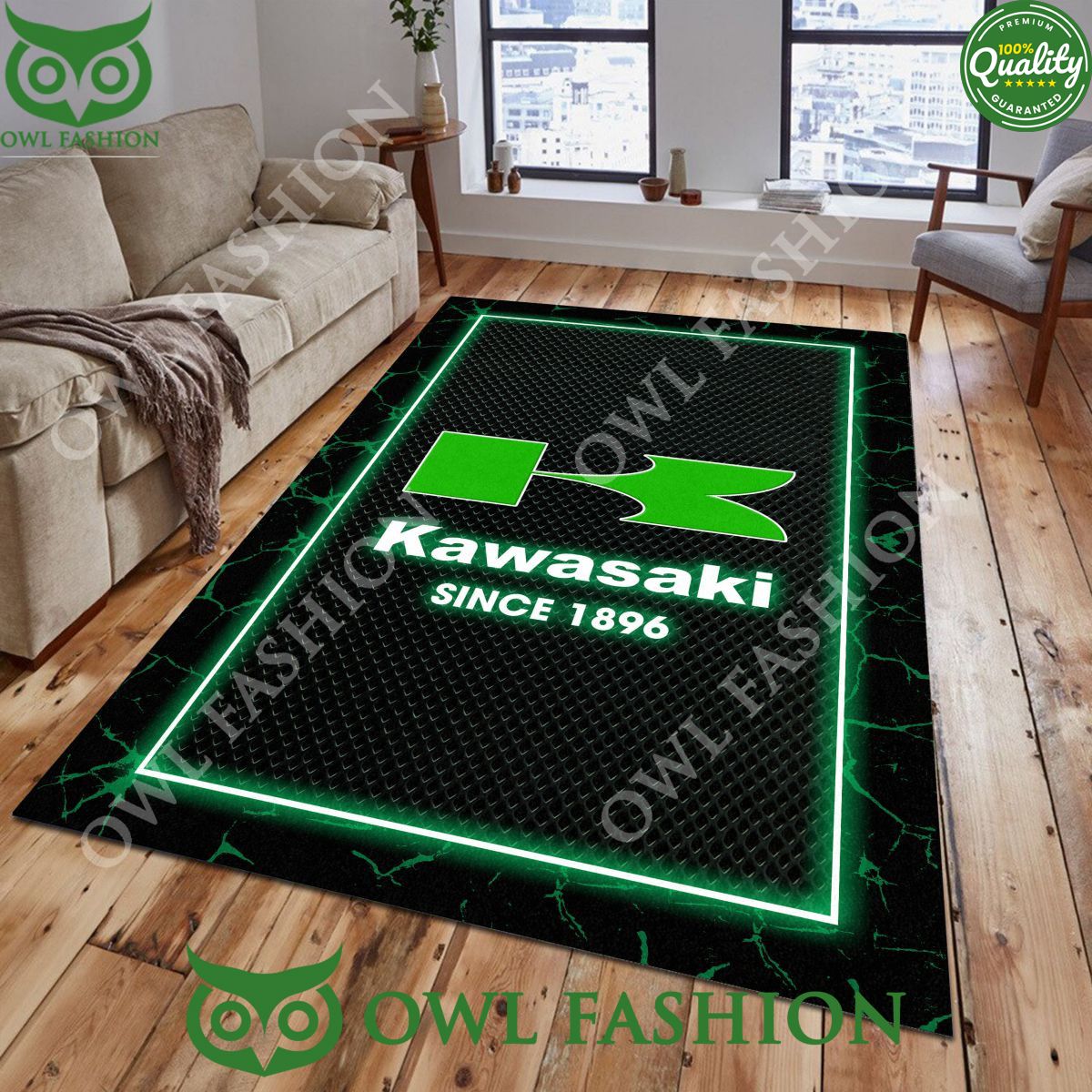 Kawasaki Japanese Motor Custom Color Living Room Carpet Rug