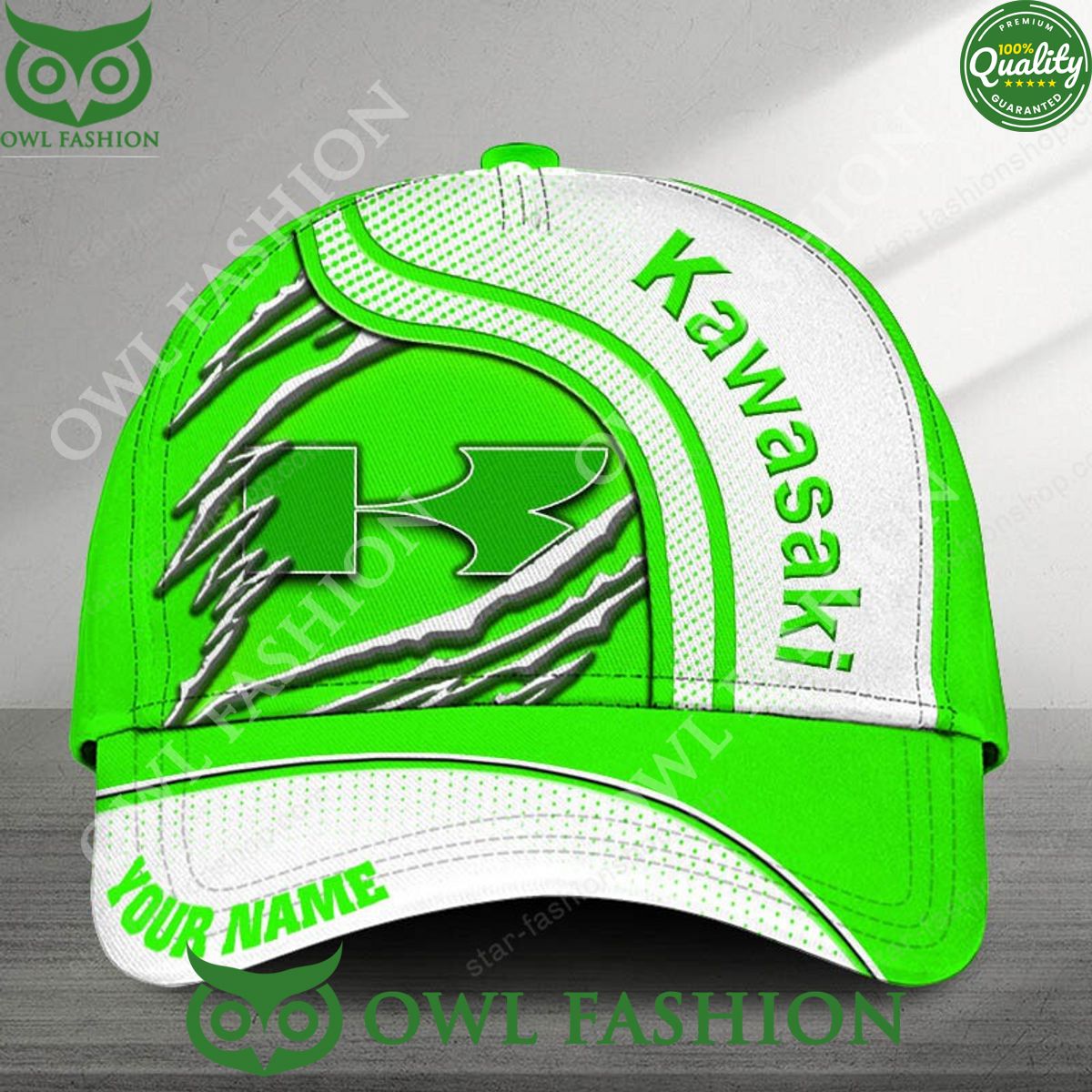Kawasaki Motorcycles Custom Name Printed Cap