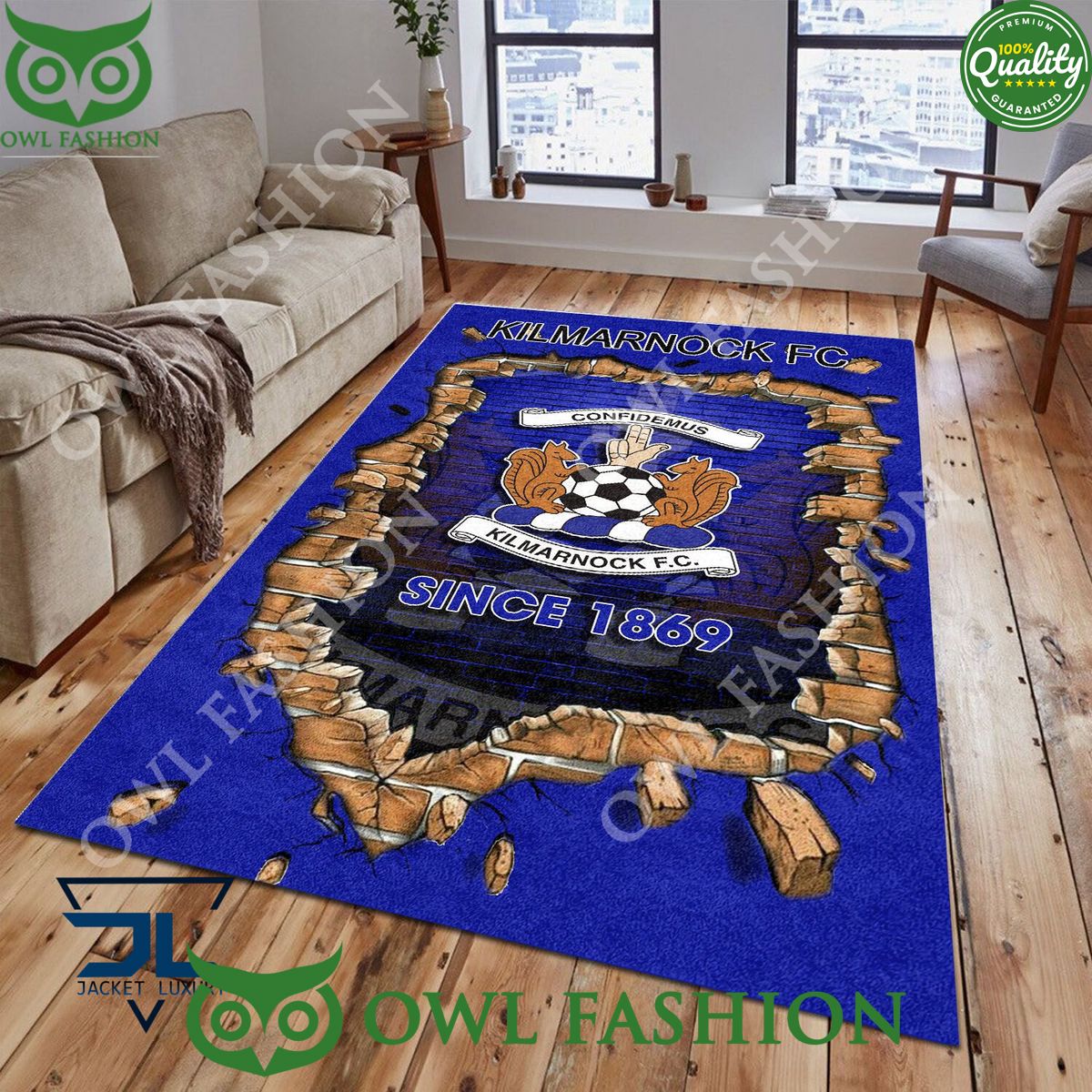 Kilmarnock F.C. 1785 Scottish Broken Wall Living Room Carpet