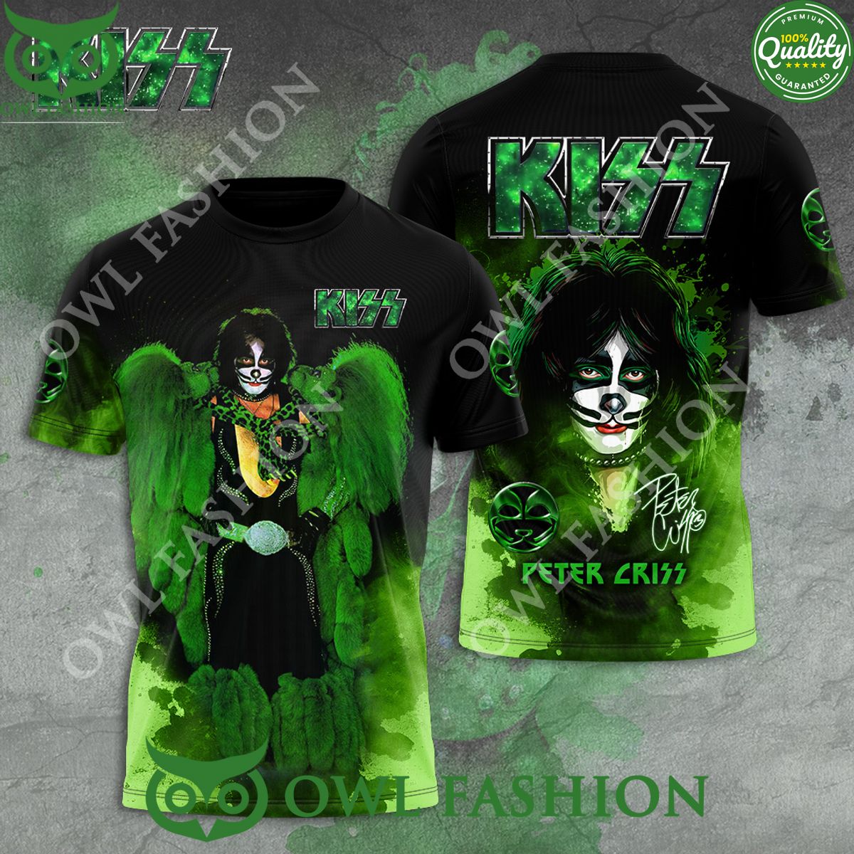 Kiss Band Peter Criss Signature Green 3D t Shirt