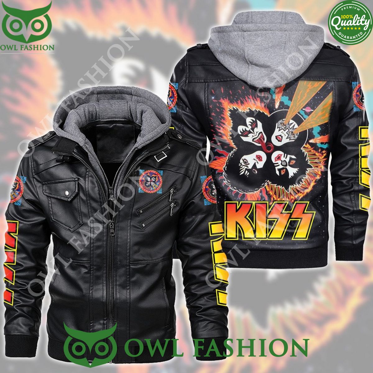 Kiss Rock and Roll Over Album 2D AOP Leather Jacket
