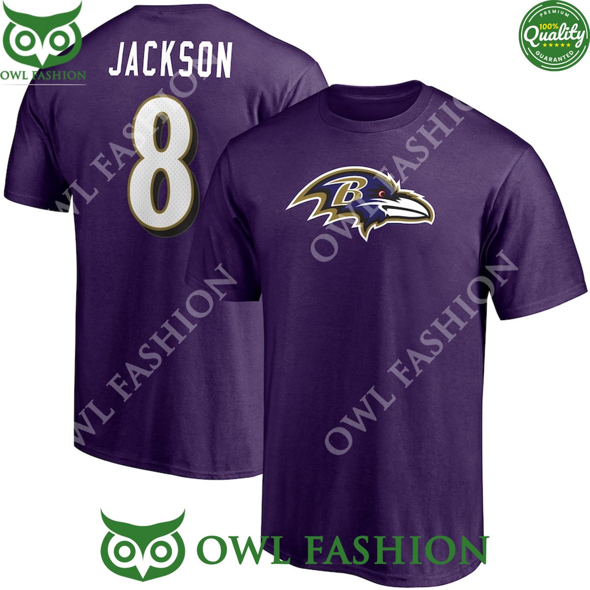 Lamar Jackson Purple Baltimore Ravens Number 8 T Shirt
