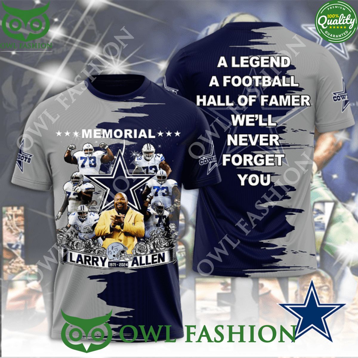 Larry Allen 1971 2024 A legend of Dallas Cowboys hall of famer we never forget you t shirt