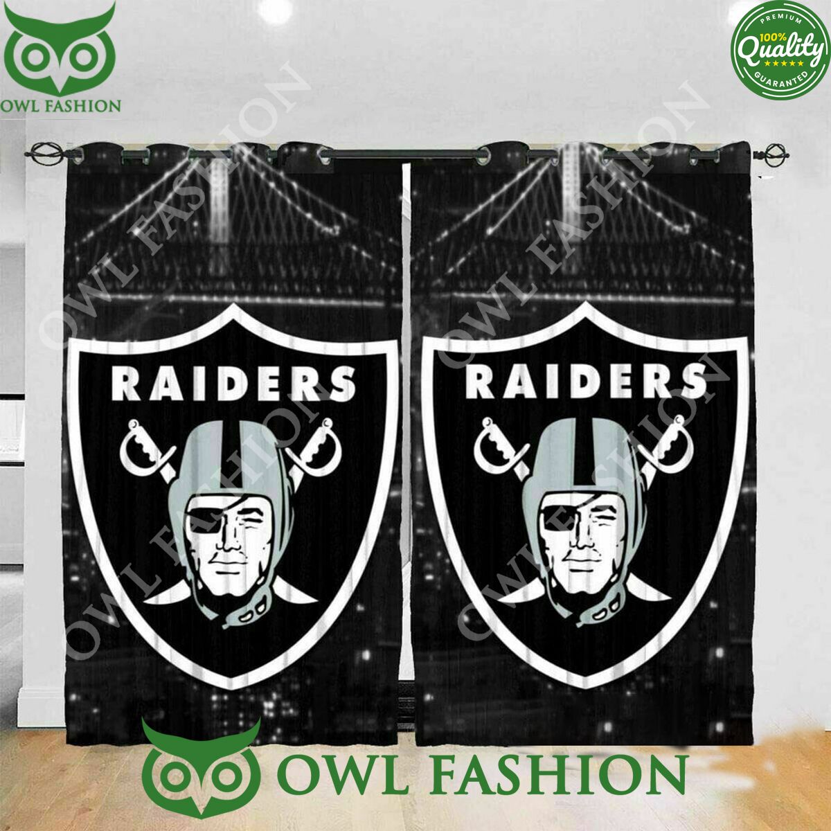 Las Vegas Raiders logo NFL Window Curtain