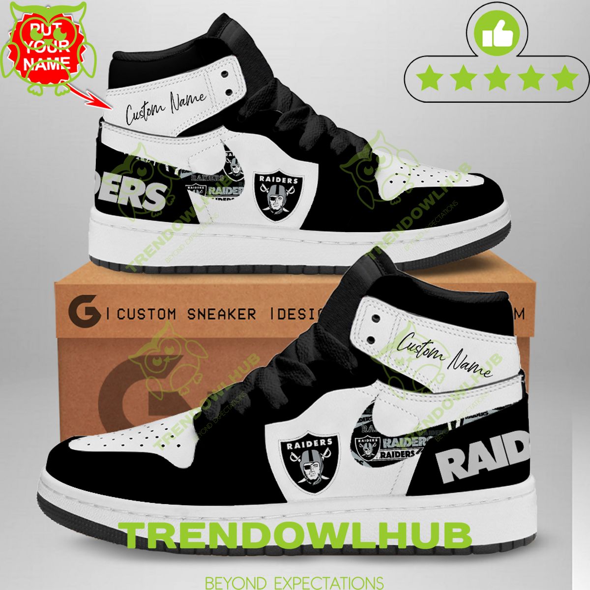 Las Vegas Raiders NFL Team Custom Air Jordan High Top