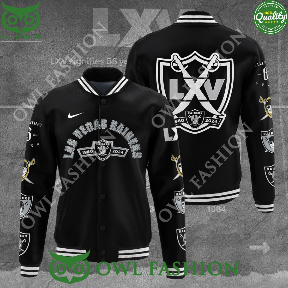 Las Vegas Raiders Team Logo Black Varsity Jacket