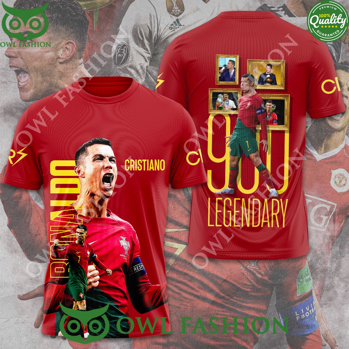 Legendary Cristiano Ronaldo Portugal National Football Team 900 goals GOAT 3D t shirt