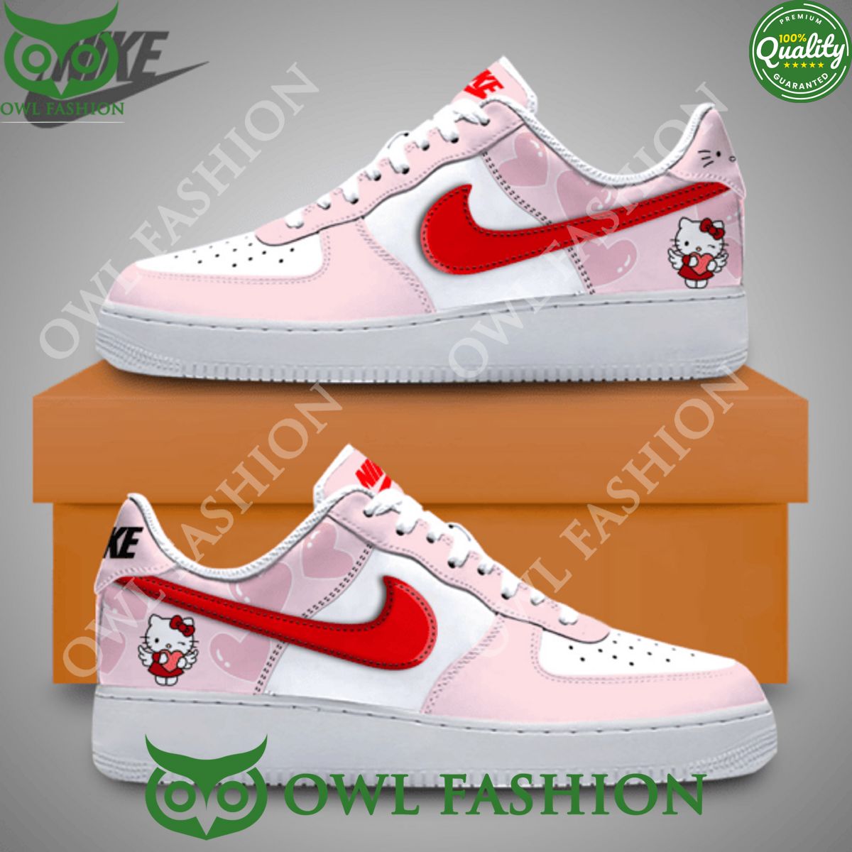 Light Pink Hello Kitty Heart Nike Air Force 1 SHOES