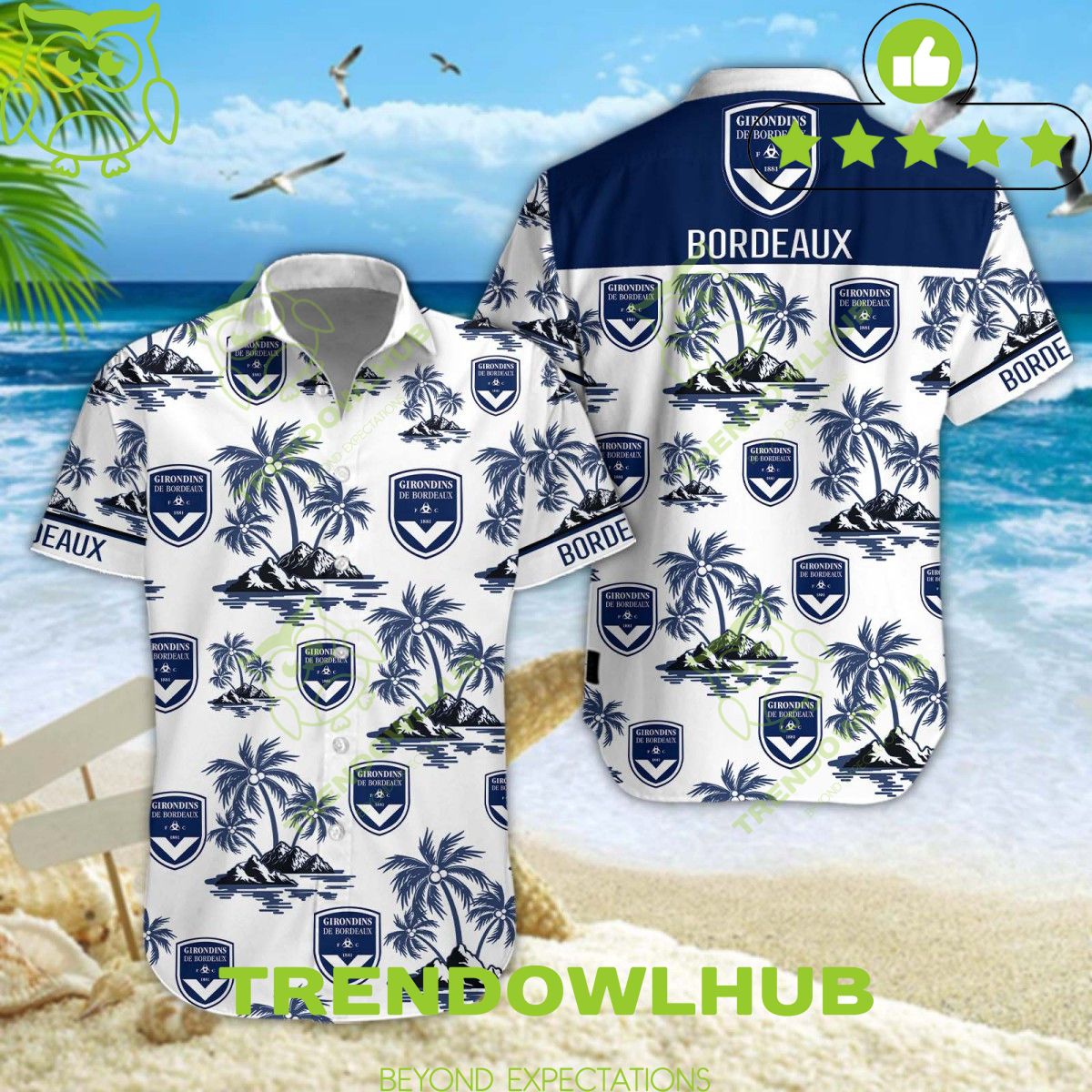 Ligue 2 Aloha Vibe Girondins de Bordeaux Football Team Hawaiian Shirt