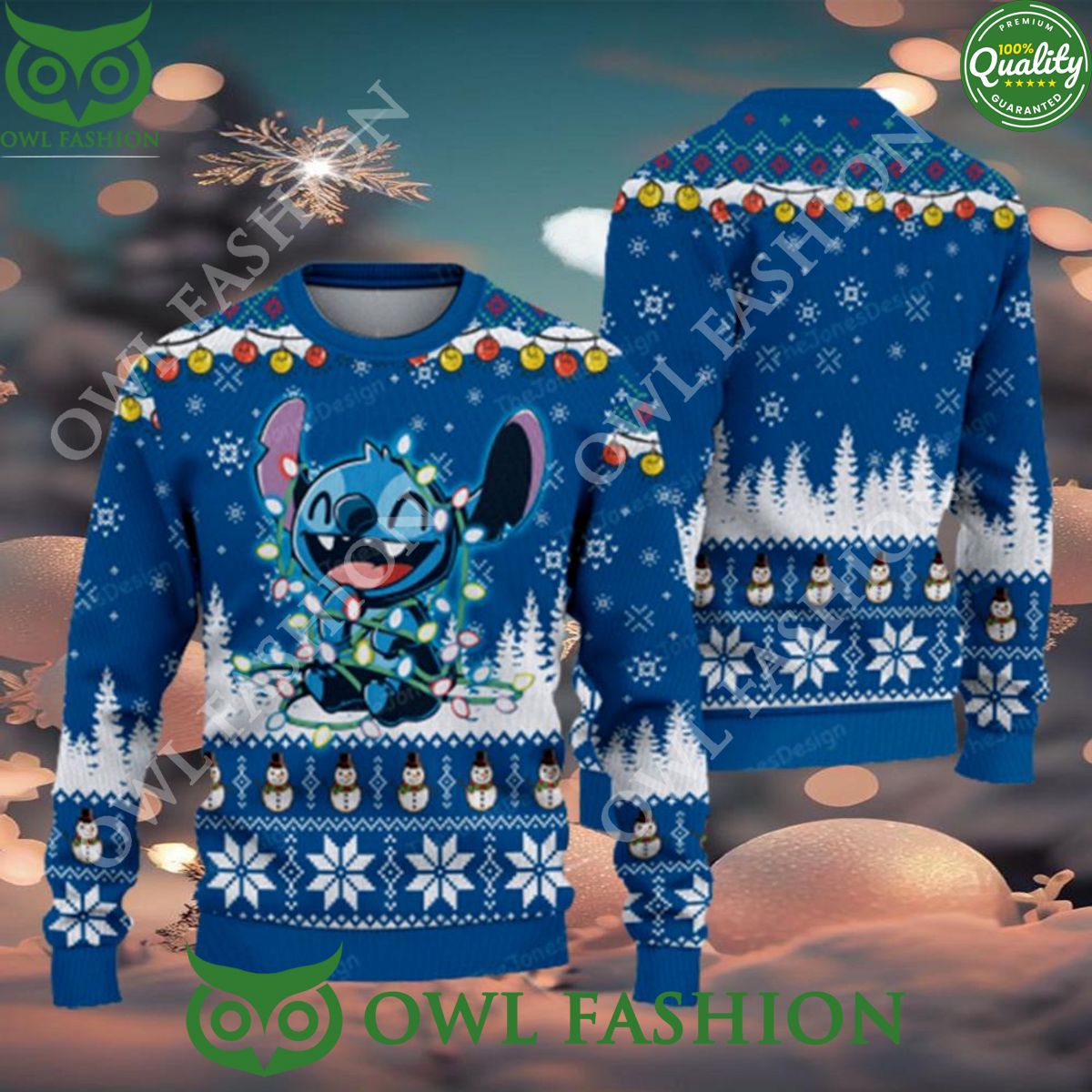 Lilo And Stitch Christmas Light Ugly Sweater Jumper