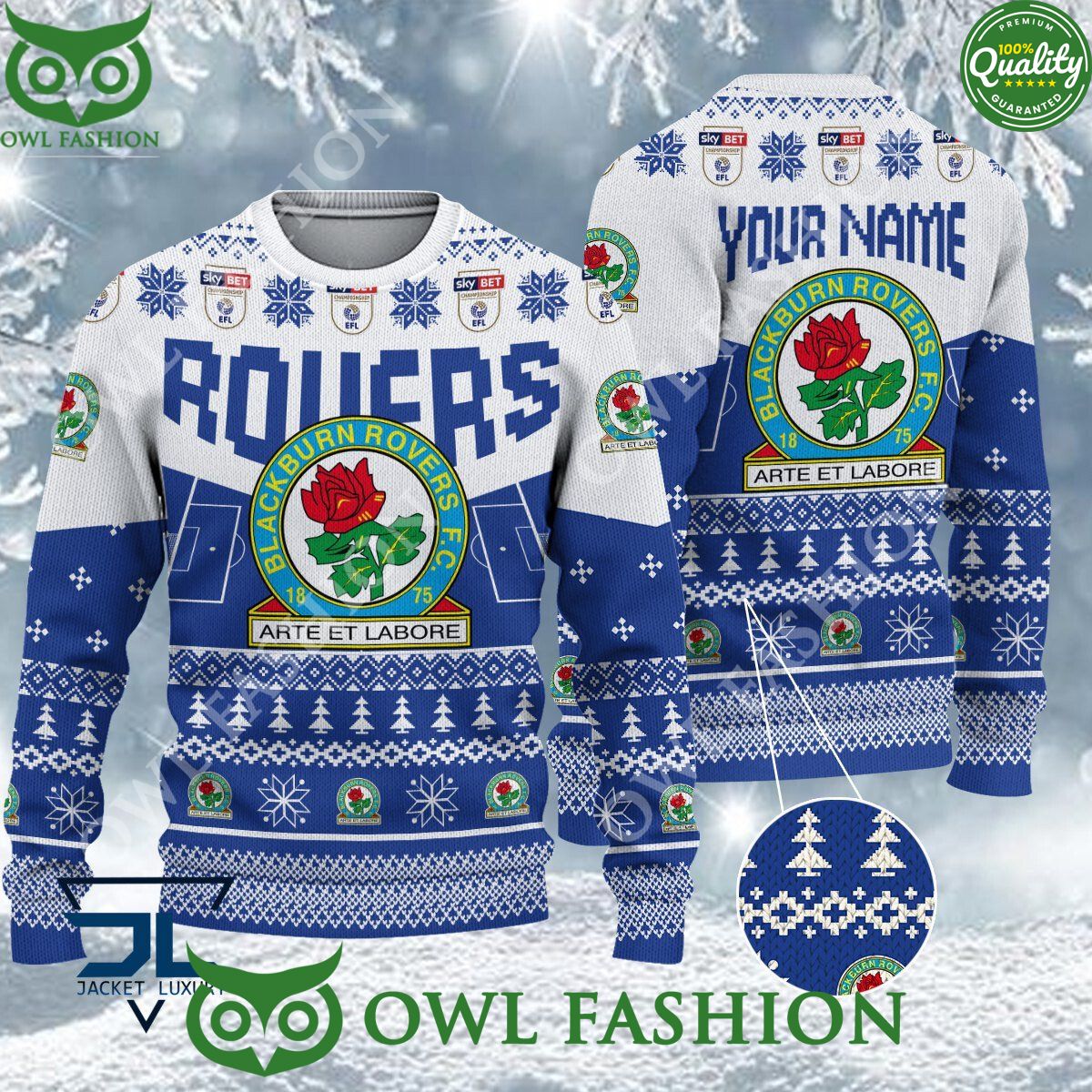 Limited Blackburn Rovers EFL Design For Fans Ugly Sweater Jumper