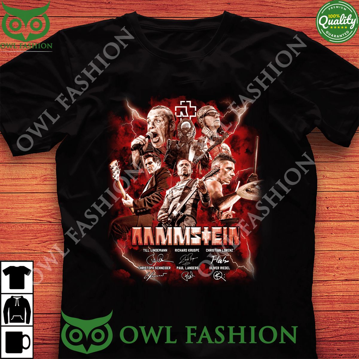 Limited Edition Red Rammstein band signatures t shirt