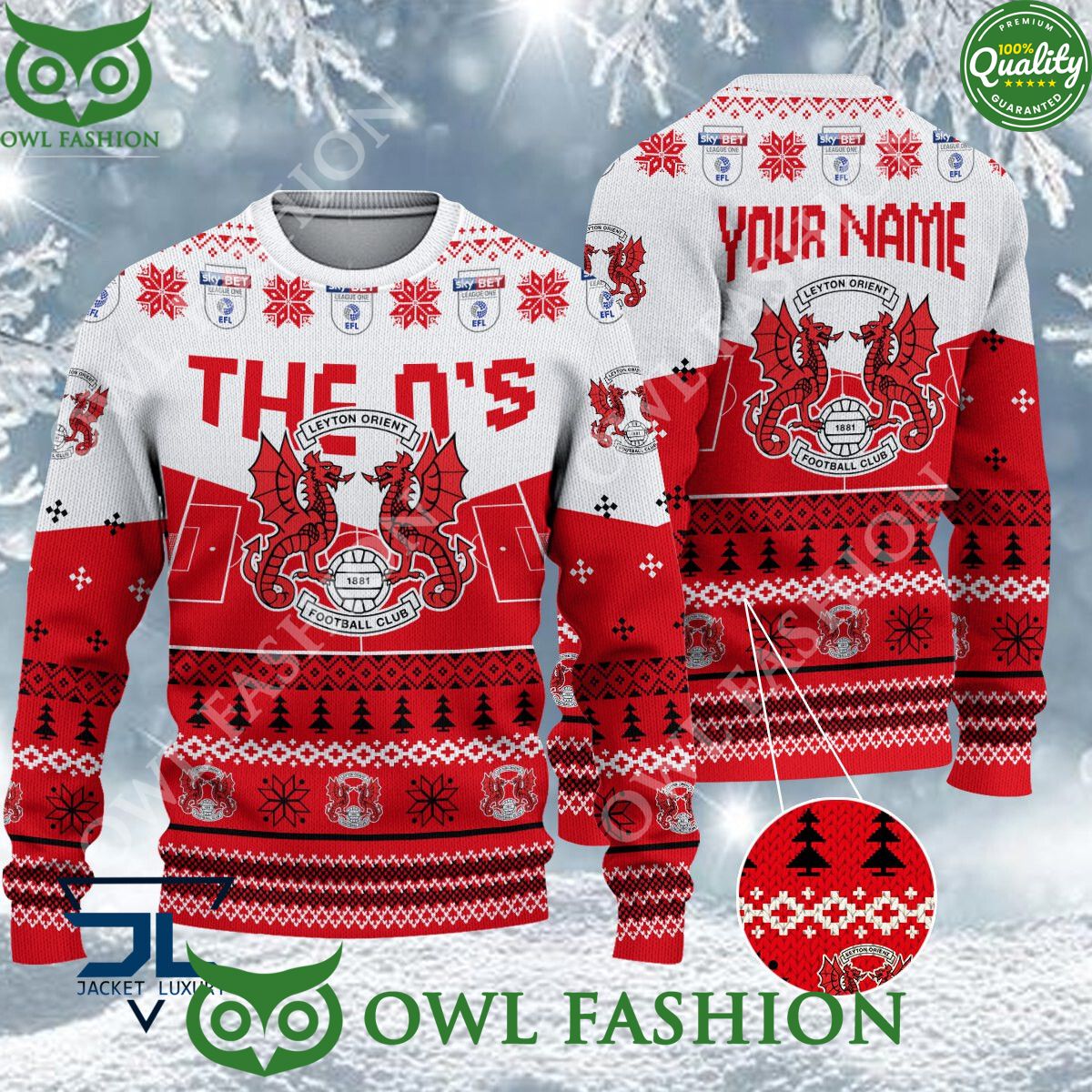 Limited Leyton Orient EFL Design For Fans Ugly Sweater Jumper