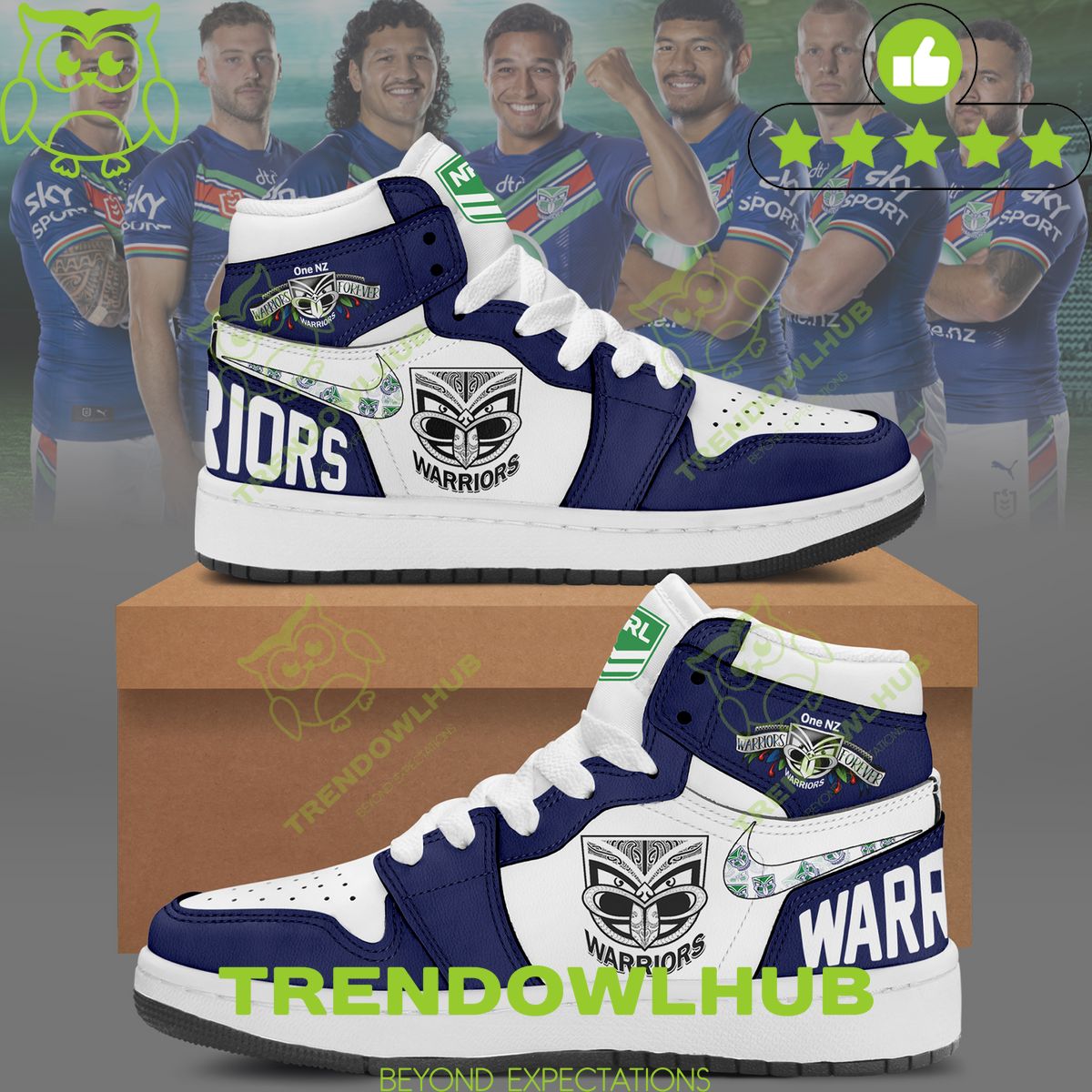 Limited Trending Custom UP THE WAHS One New Zealand Warriors NRL Air Jordan 1 Shoes