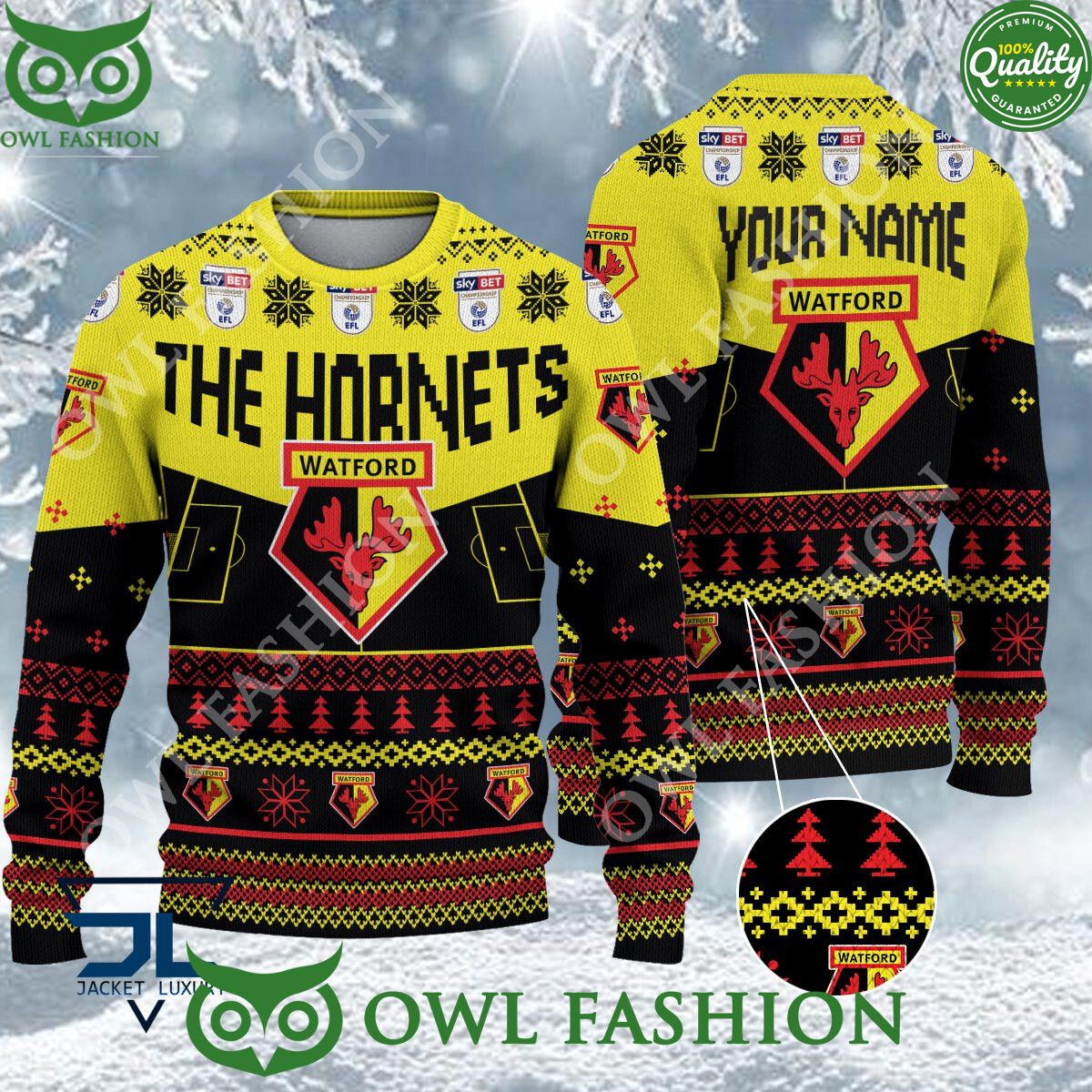 Limited Watford EFL Design For Fans Ugly Sweater Jumper