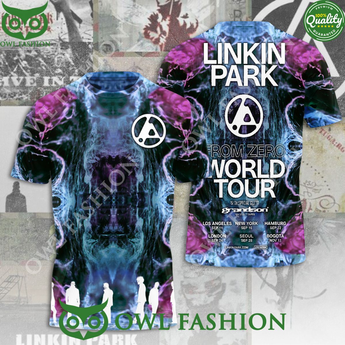 Linkin Park From Zero World Tour Schedule Special Guest Grandson 3D t Shirt