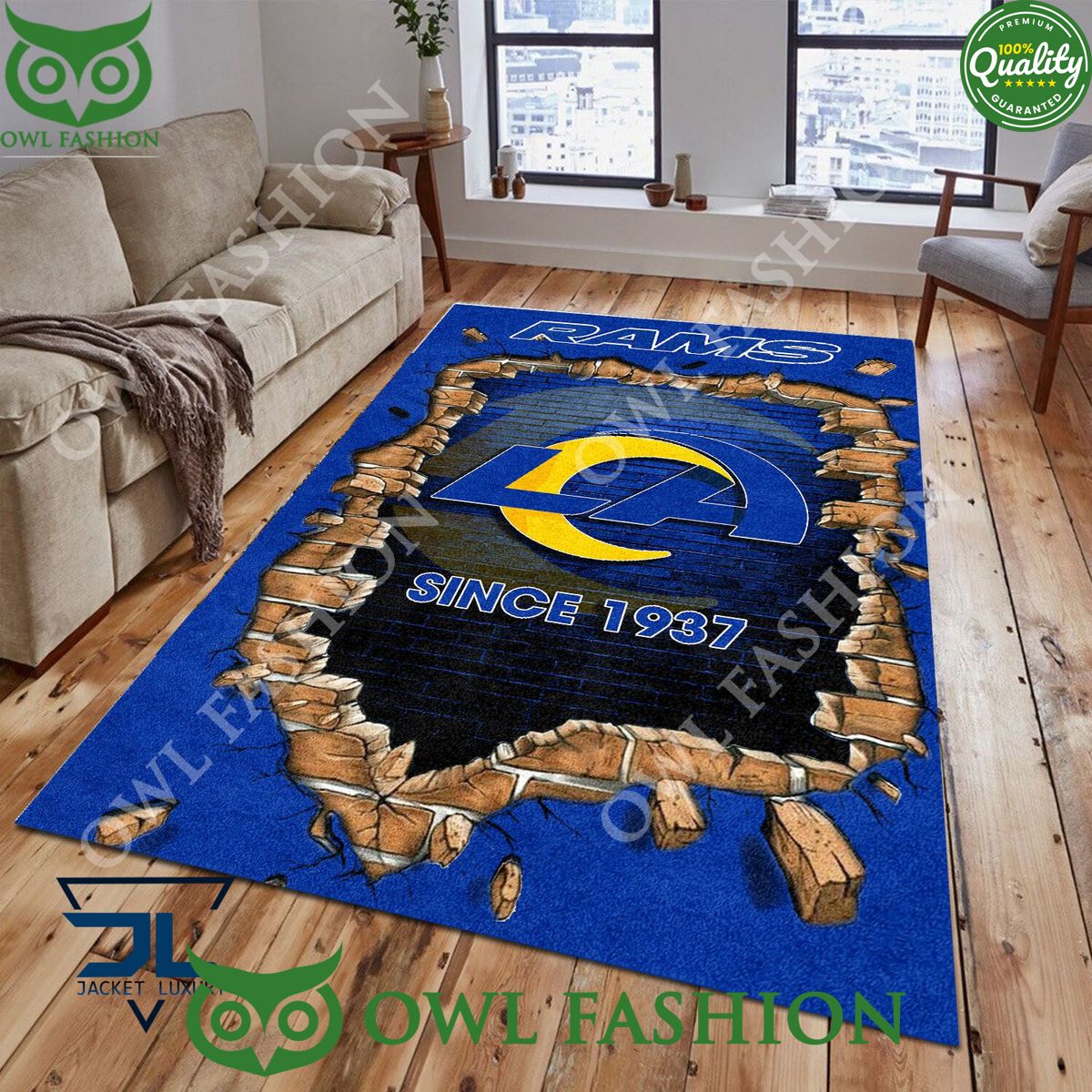 Living Room Los Angeles Chargers Logo NFL 1965 Wall Broken Rug Carpet