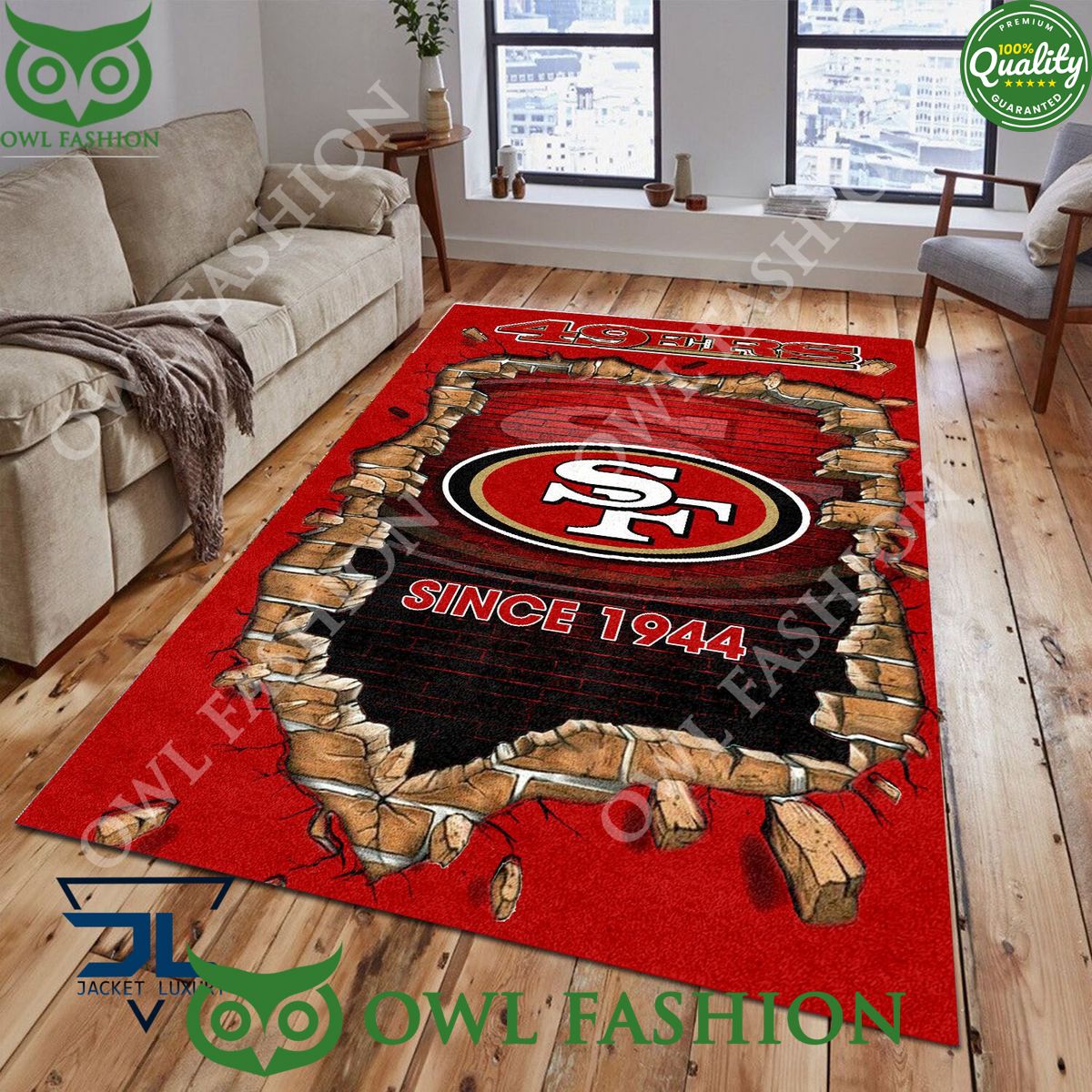 Living Room San Francisco 49ers Logo NFL 1965 Wall Broken Rug Carpet