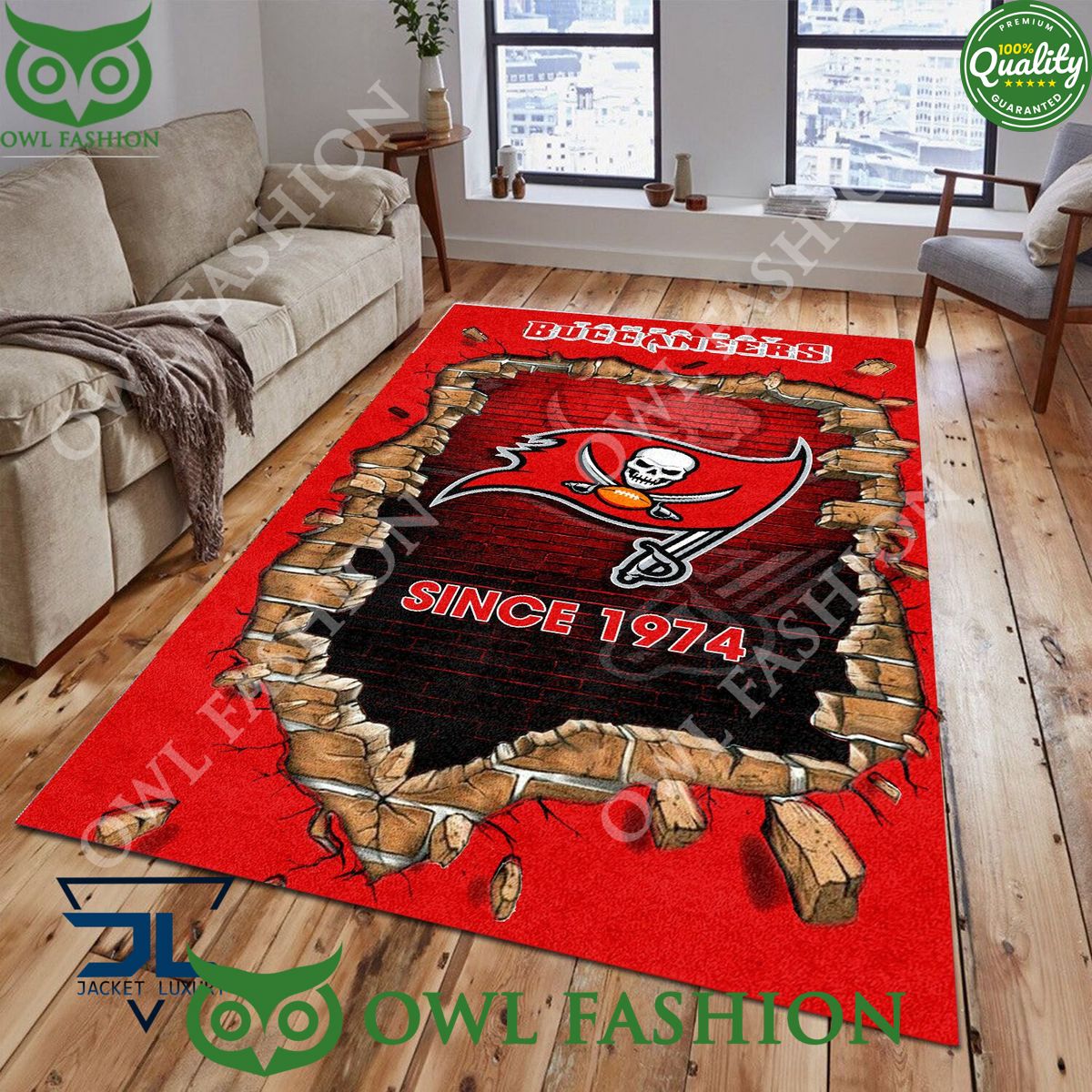 Living Room Tampa Bay Buccaneers Logo NFL 1965 Wall Broken Rug Carpet