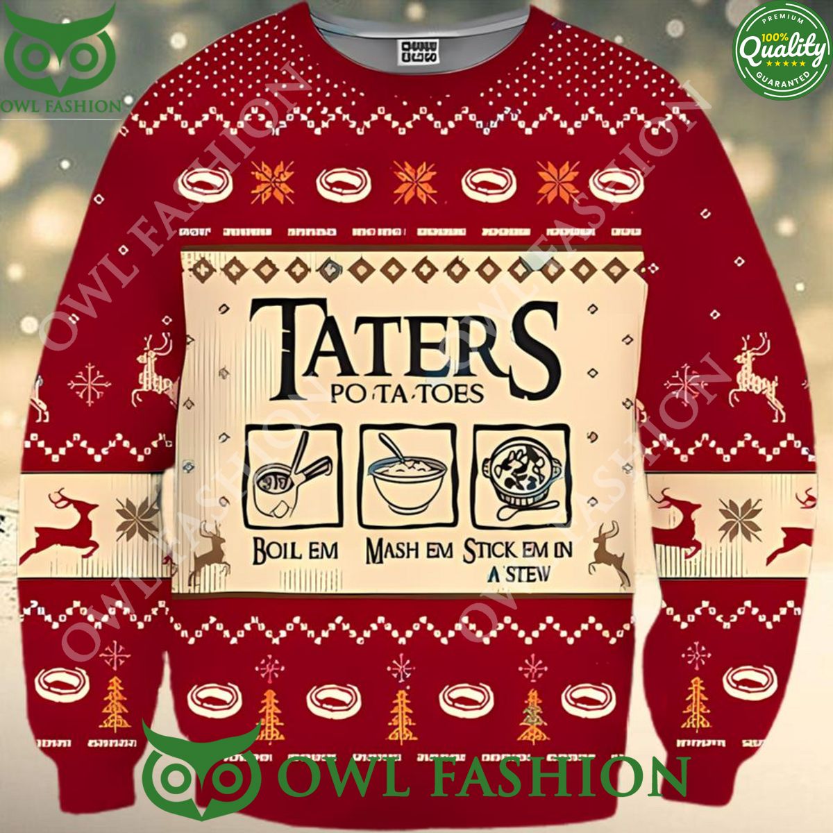 Lord Of The Rings Taters Potatoes Red Ugly Christmas Sweater Jumper