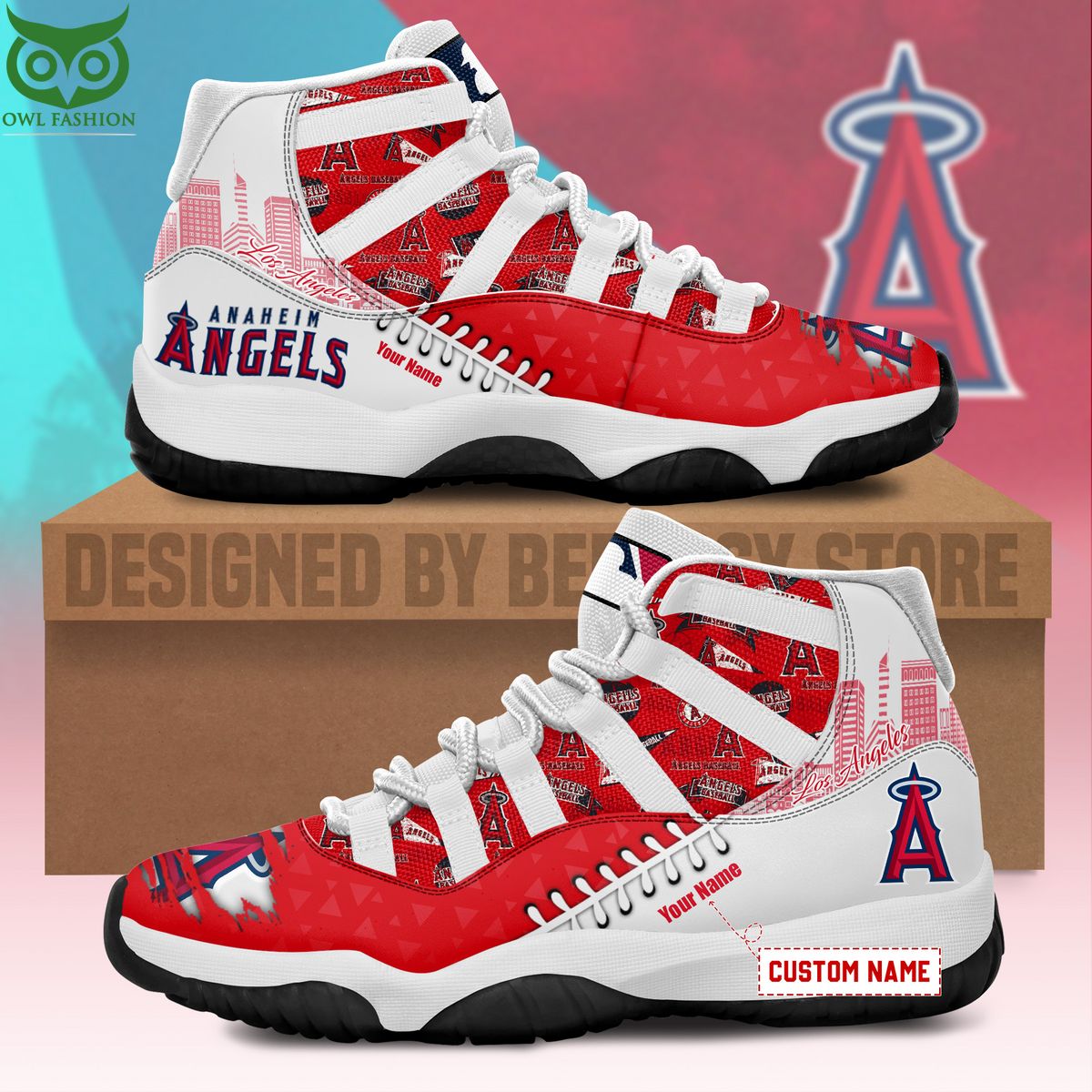 Los Angeles Angels Custom Shoes Limited Edition AJ 11 MLB Air Jordan