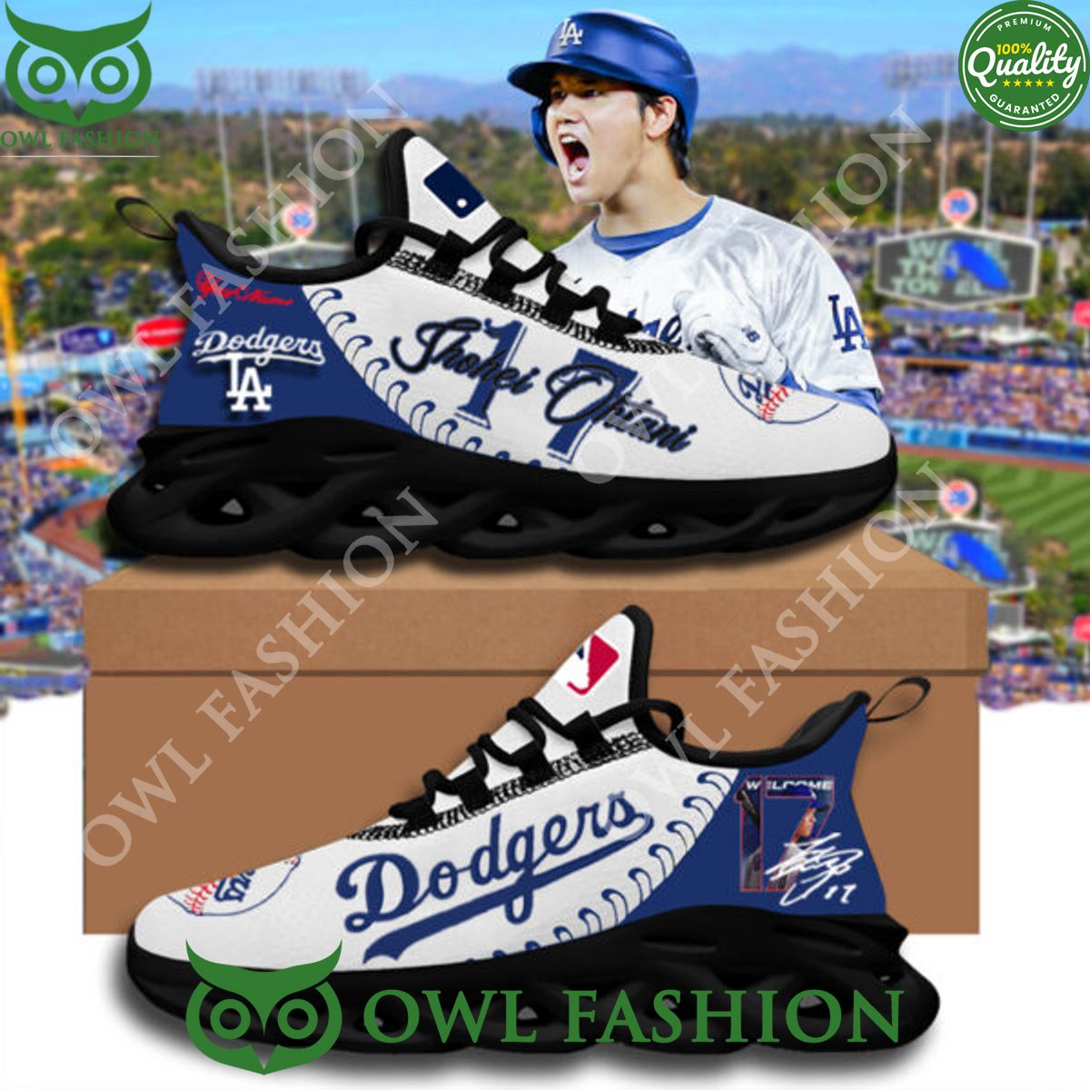 Los Angeles Dodgers Custom Name Shohei Ohtani Bounce Mesh Knit Sneakers