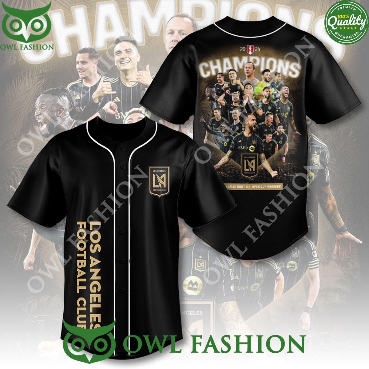 Los Angeles Football Club 2024 Black Baseball Jersey Shirt