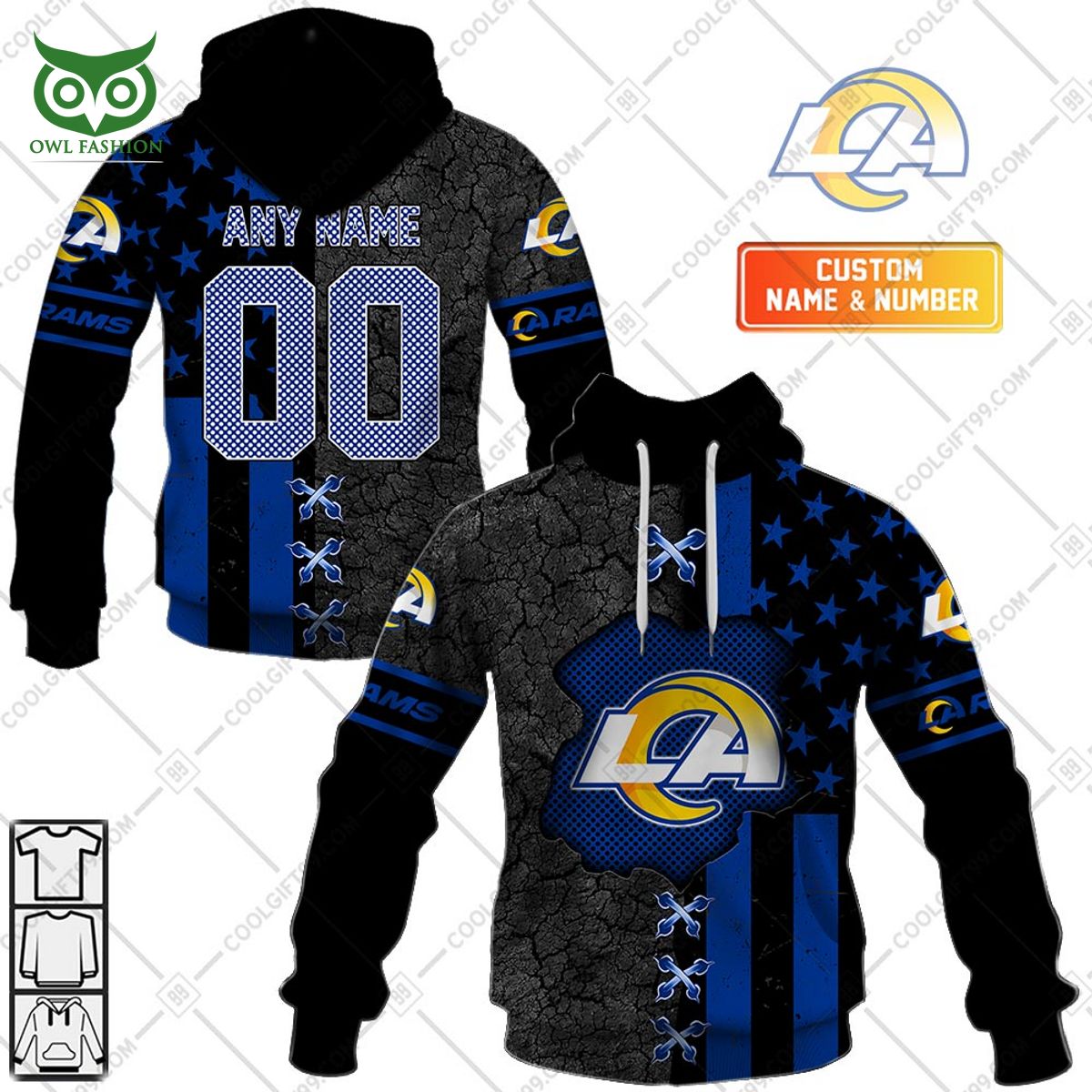 Los Angeles Rams USA flag NFL custom printed hoodie shirt