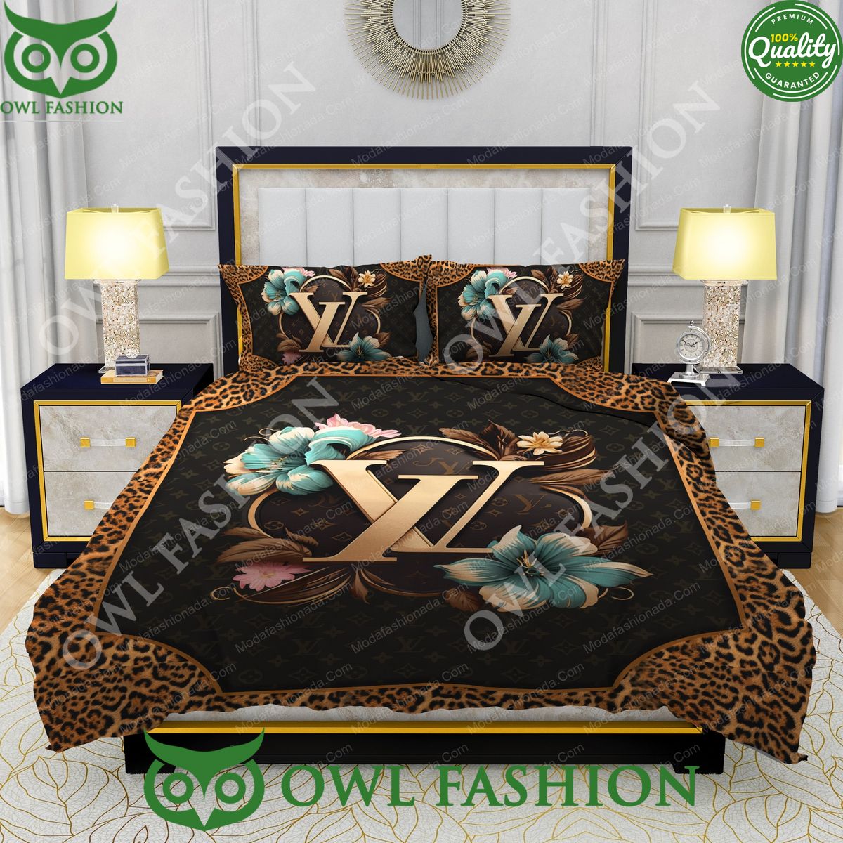 Louis Vuitton Flowers Leopard Pattern Bedding Sets
