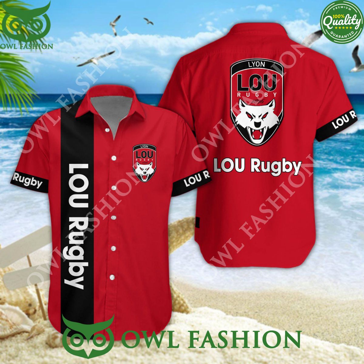 Lyon OU Union Team Rugby Hawaiian Shirt Top 14