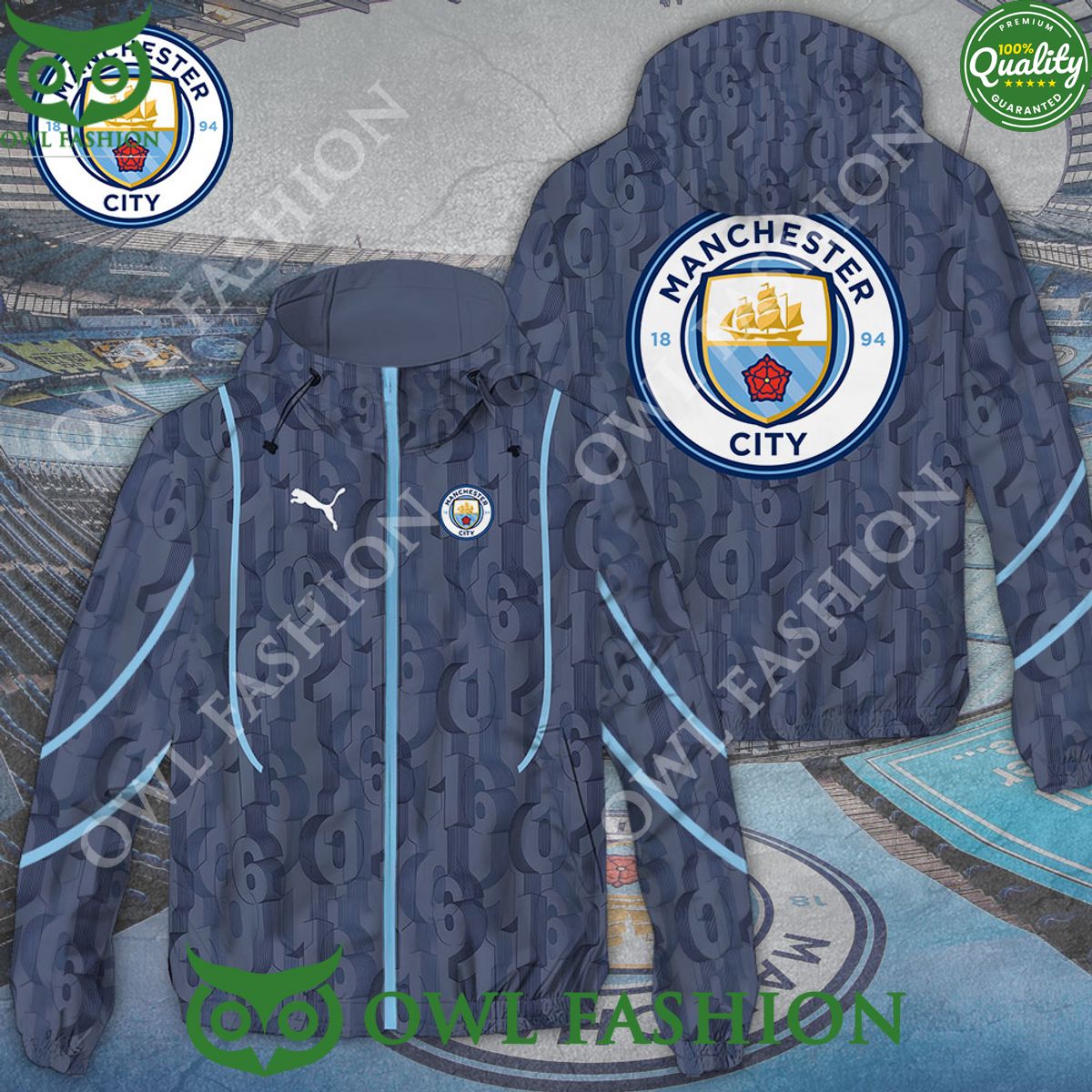 Manchester City FC 1894 Football 3D waterproof Jacket