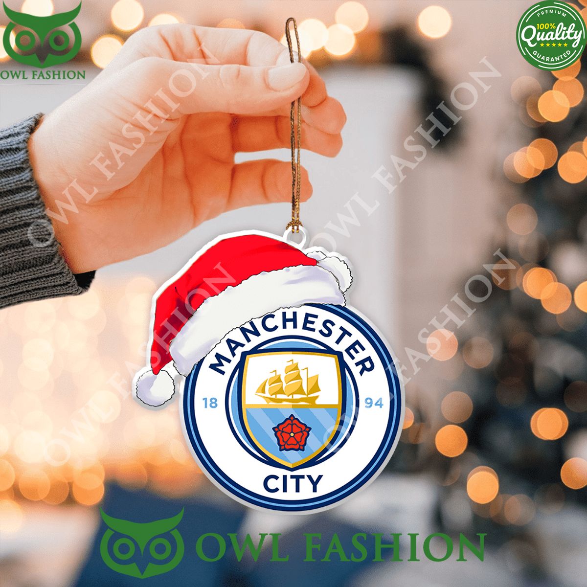 Manchester City Premier League 2-Side Printed Ornament