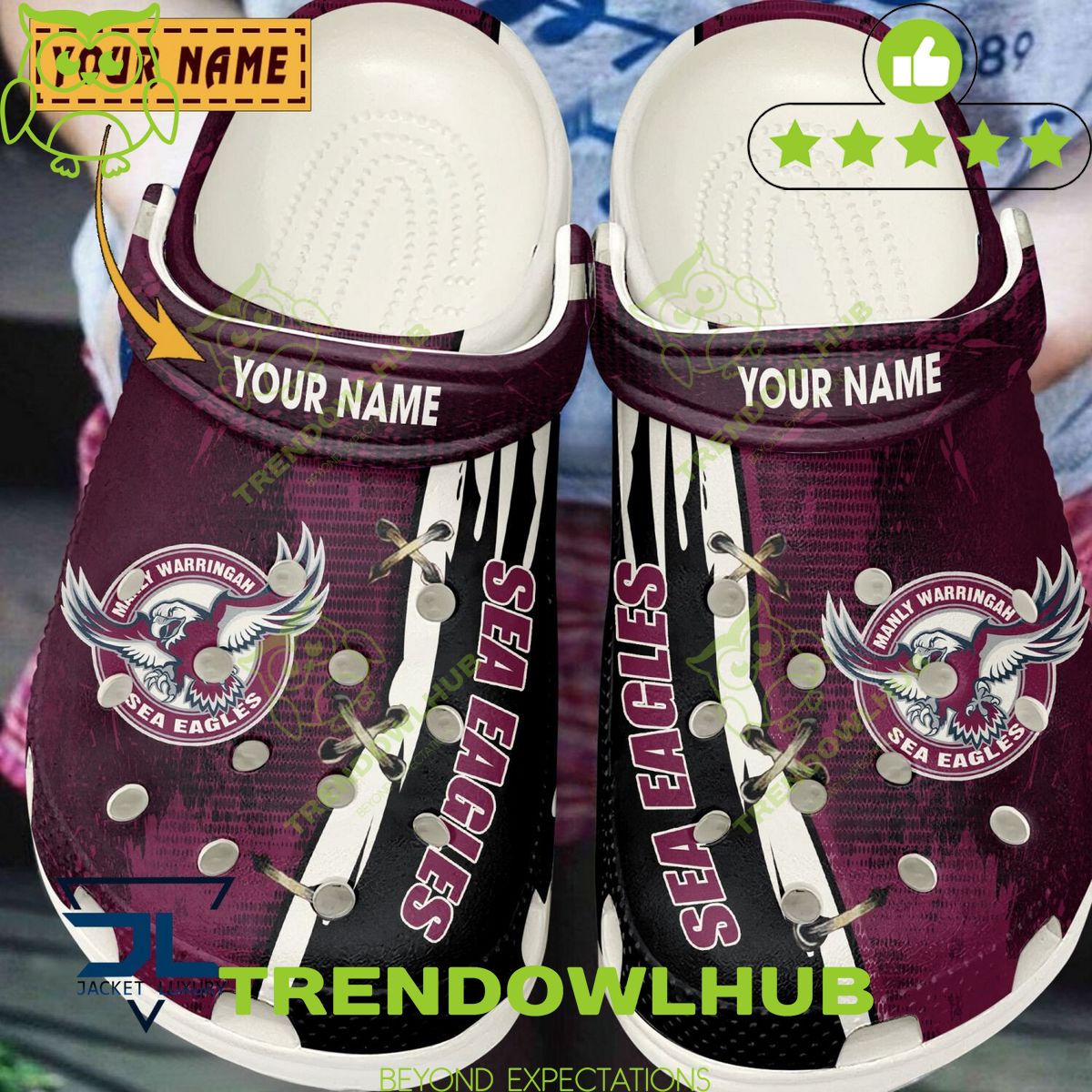 Manly Warringah Sea Eagles Custom Name NRL Crocs