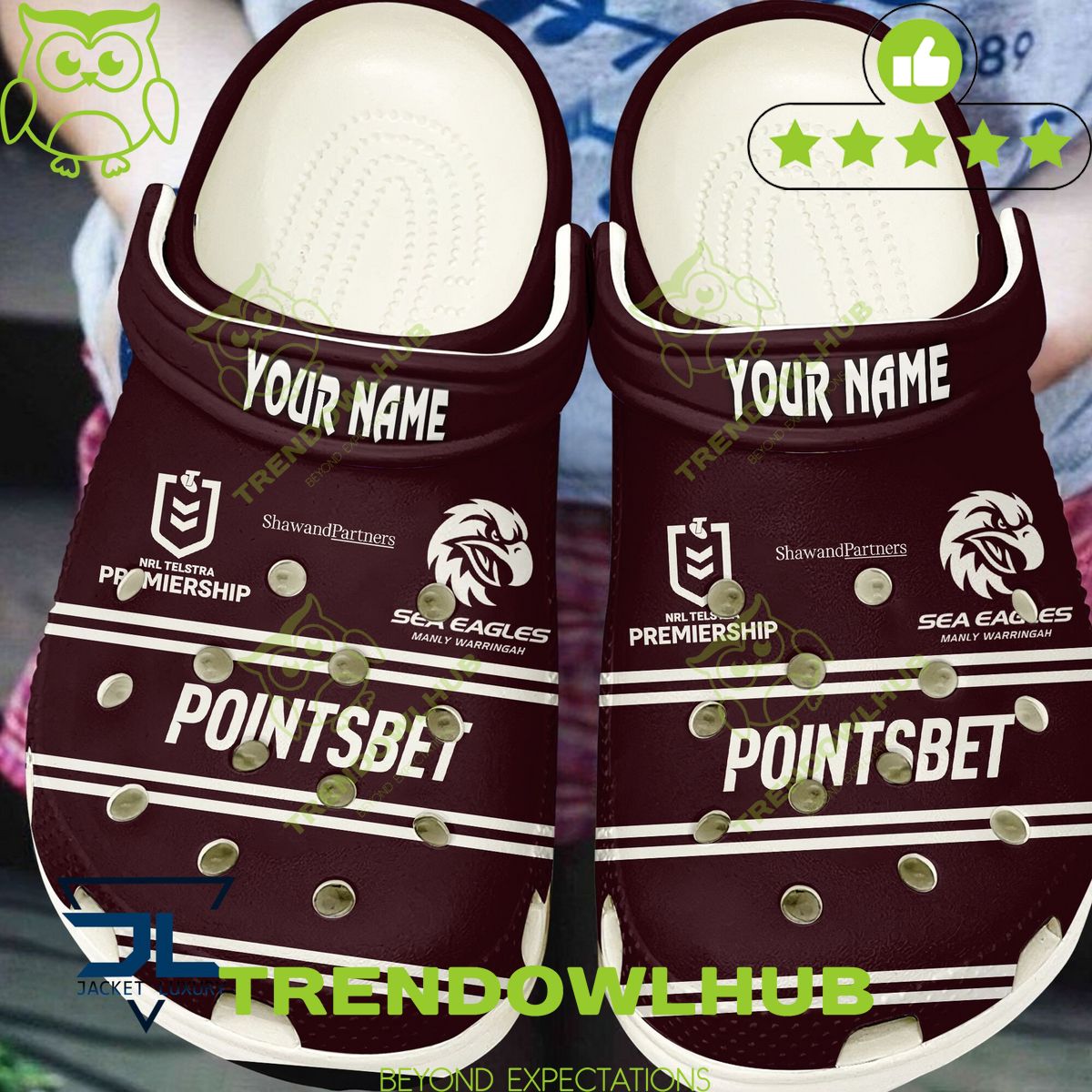 Manly Warringah Sea Eagles NRL Custom Name Croc