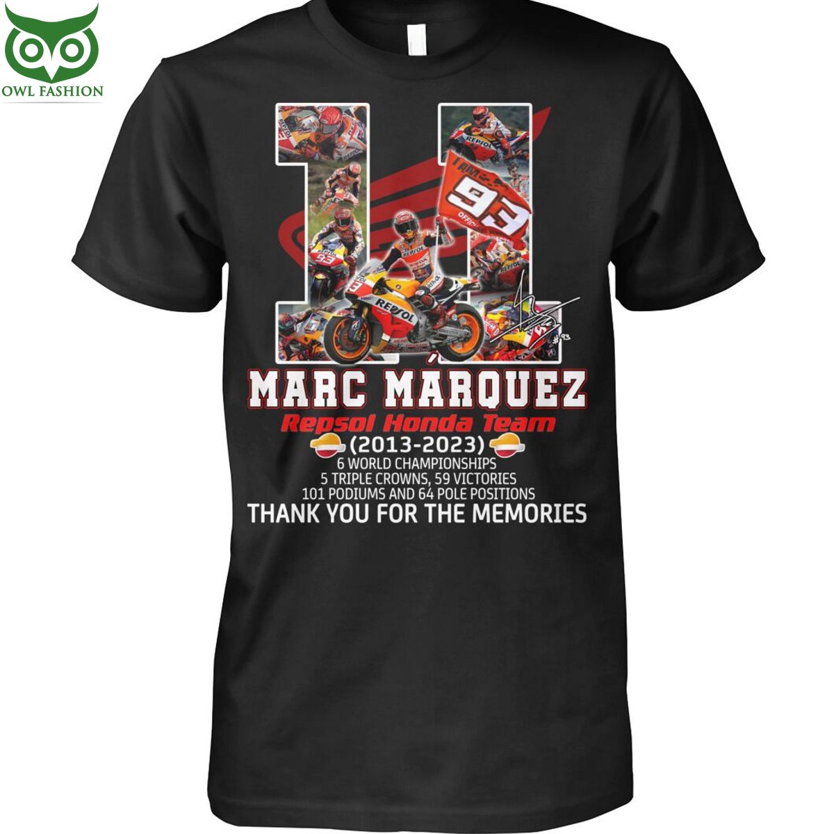 Marc Marquez 11 years repsol honda team championships 2013 2023 t shirt Race Shop Owl Fashion