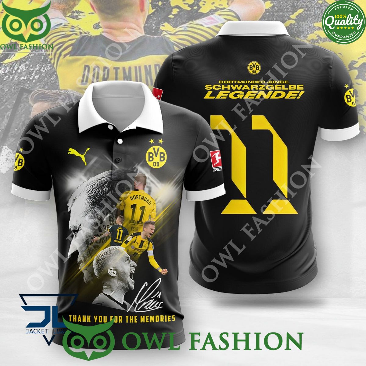 Marco Reus Dortmunder Junge Borussia Dortmund black 3D shirt polo