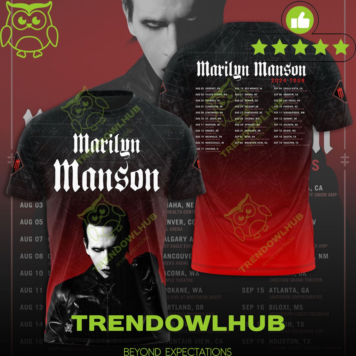 Marilyn Manson American Artist 3D t shirt