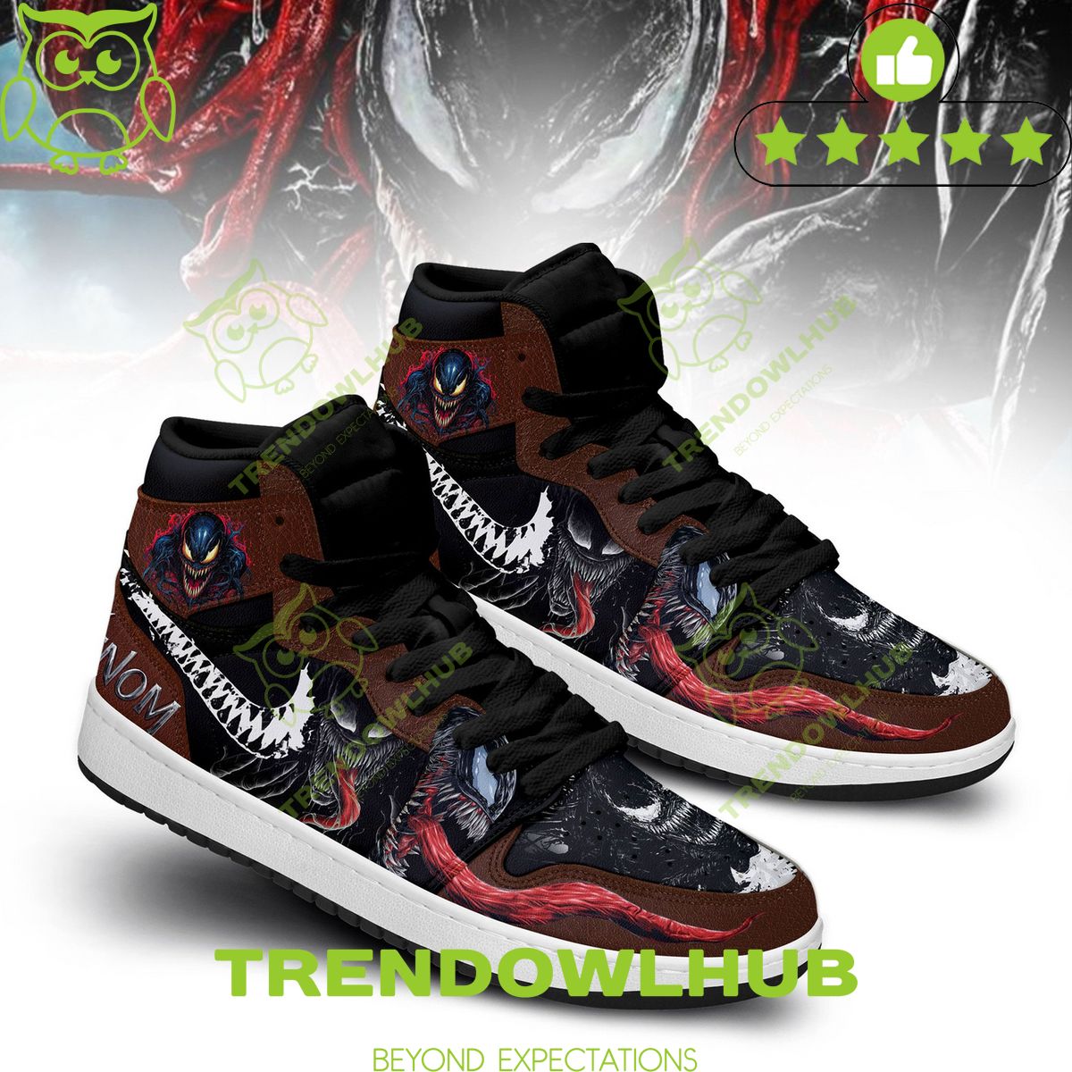 Marvel Venom Scary alien entity Air Jordan High Top Sneakers