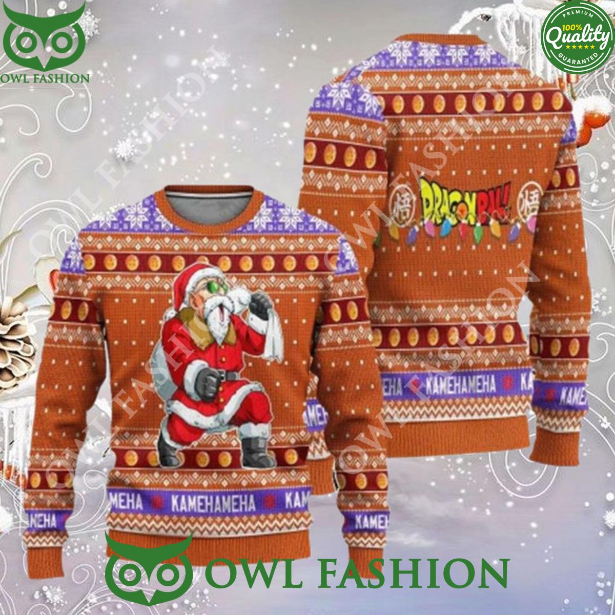 Master Roshi Santa Claus Dragon Ball Z Ugly Christmas Sweater Jumper