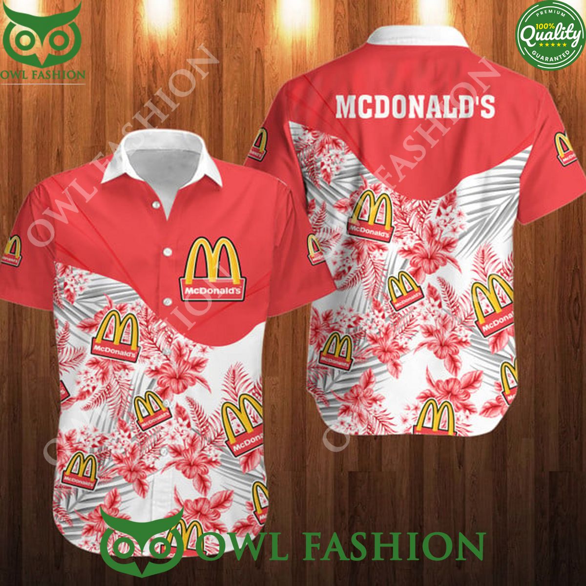 McDonald's fast food chain floral summer hawaiian shirt