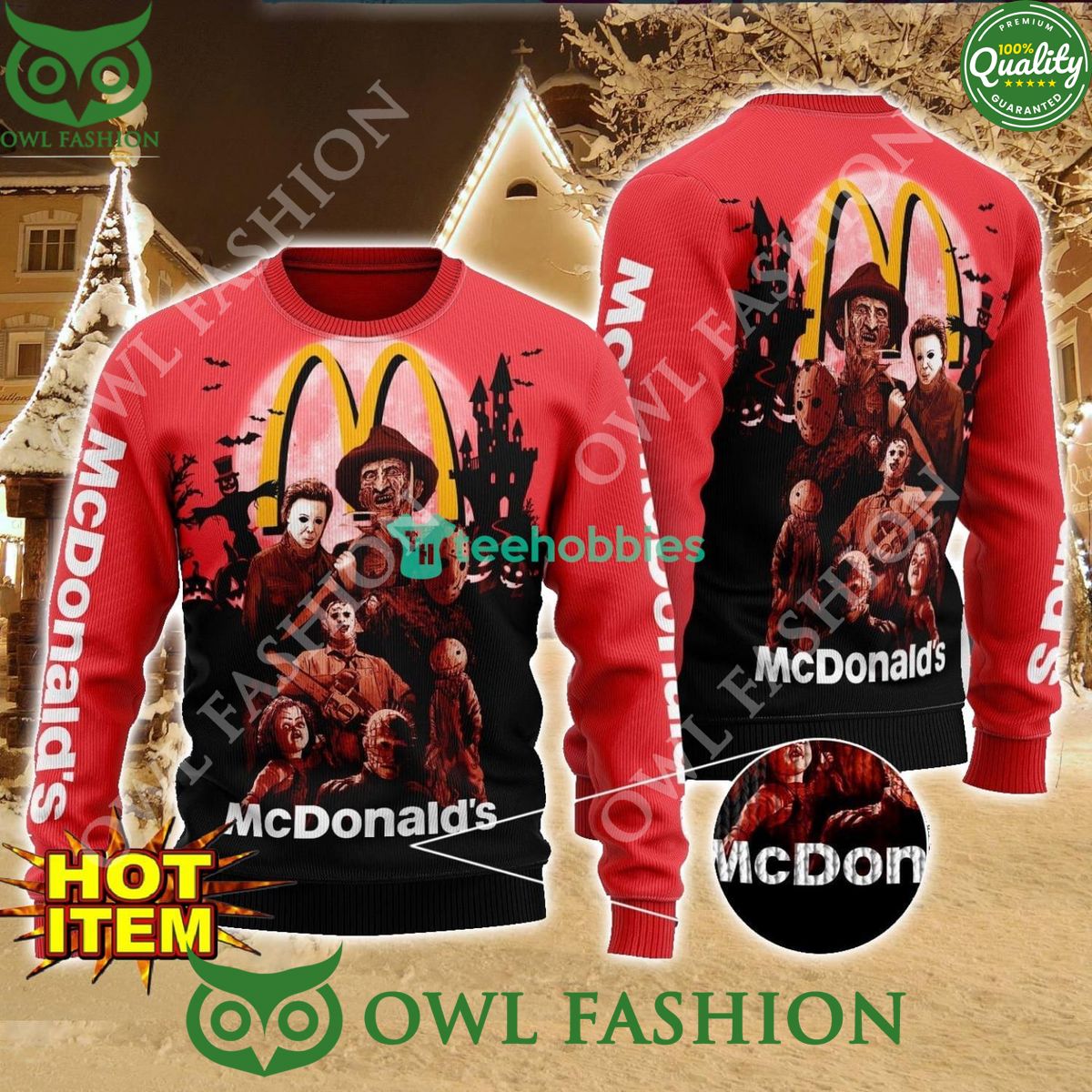 McDonald's Horror Halloween Night 2024 Ugly Sweater