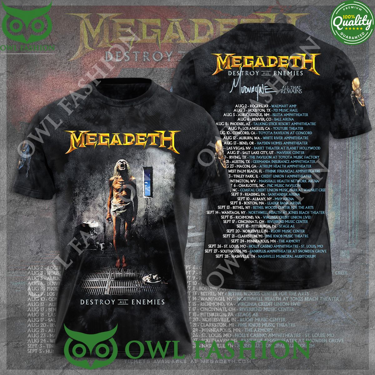 Megadeth Band Destroy All Enemies Tour Schedule 3D t Shirt