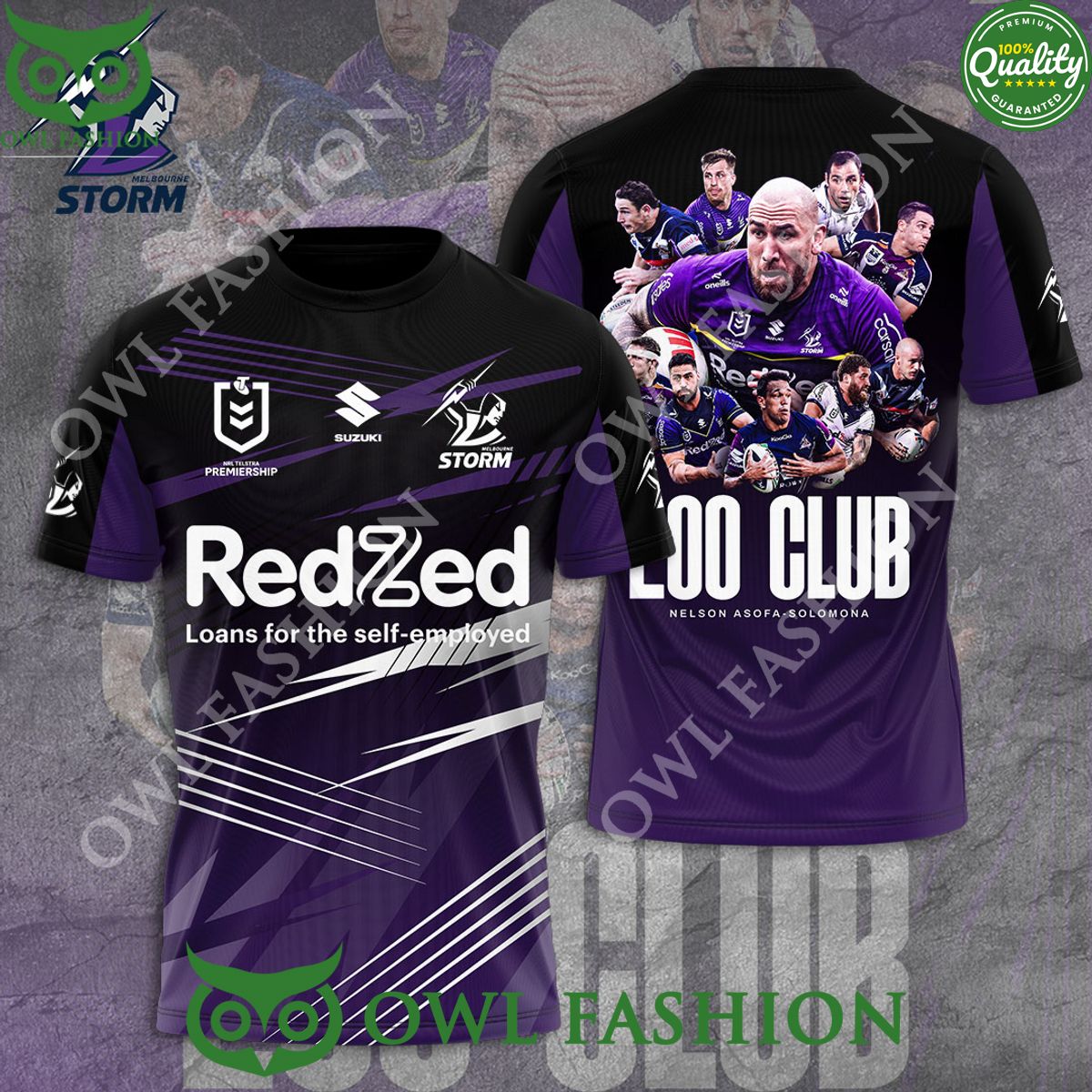 Melbourne Storm x Nelson Asofa Solomona Logo 3D t Shirt