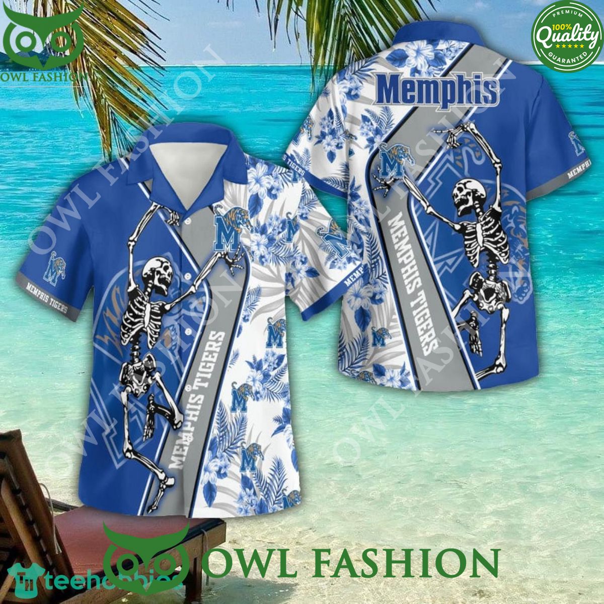 Memphis Tigers Skeleton NCAA Basketball 3D Hawaiian Shirt Aloha