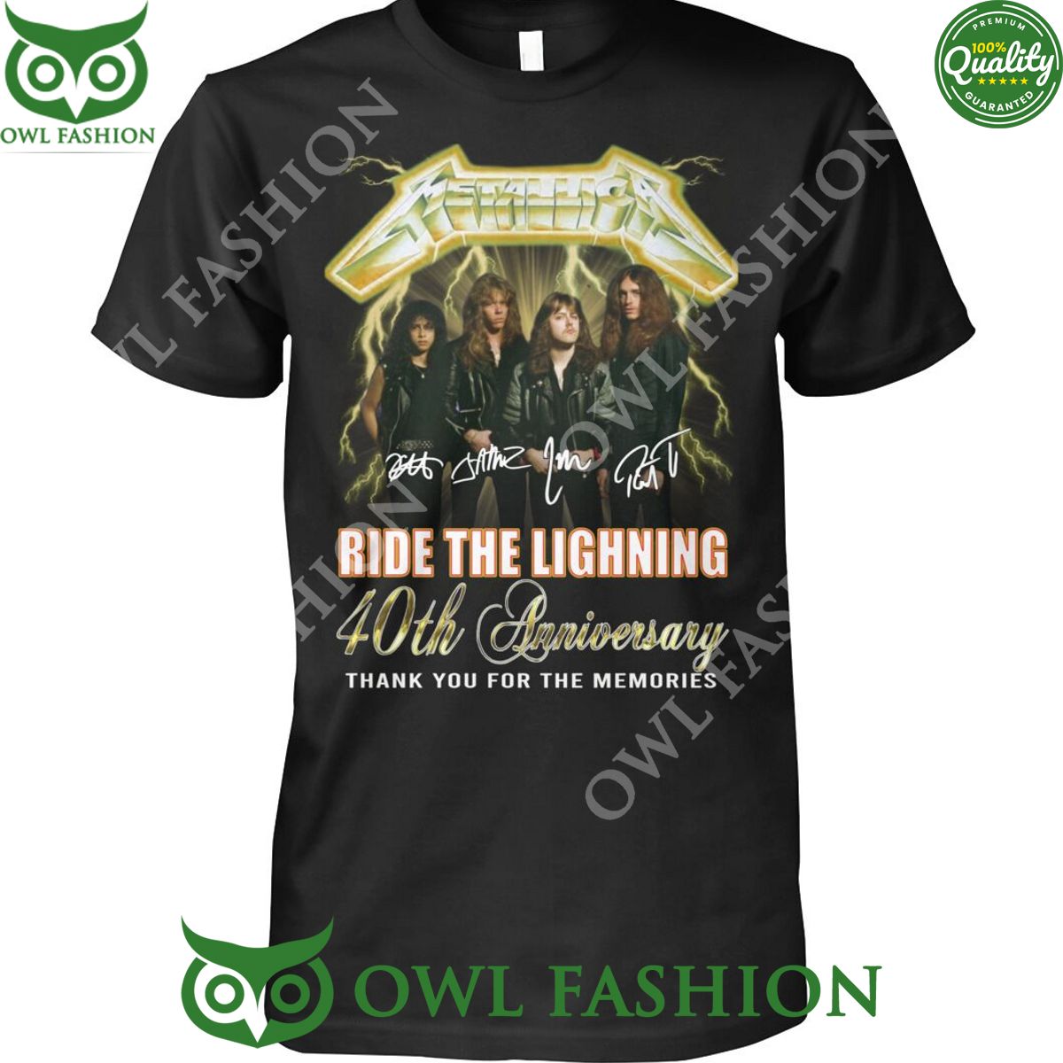 Metalica 40th Anniversary Ride the lightning thank you for memories t shirt