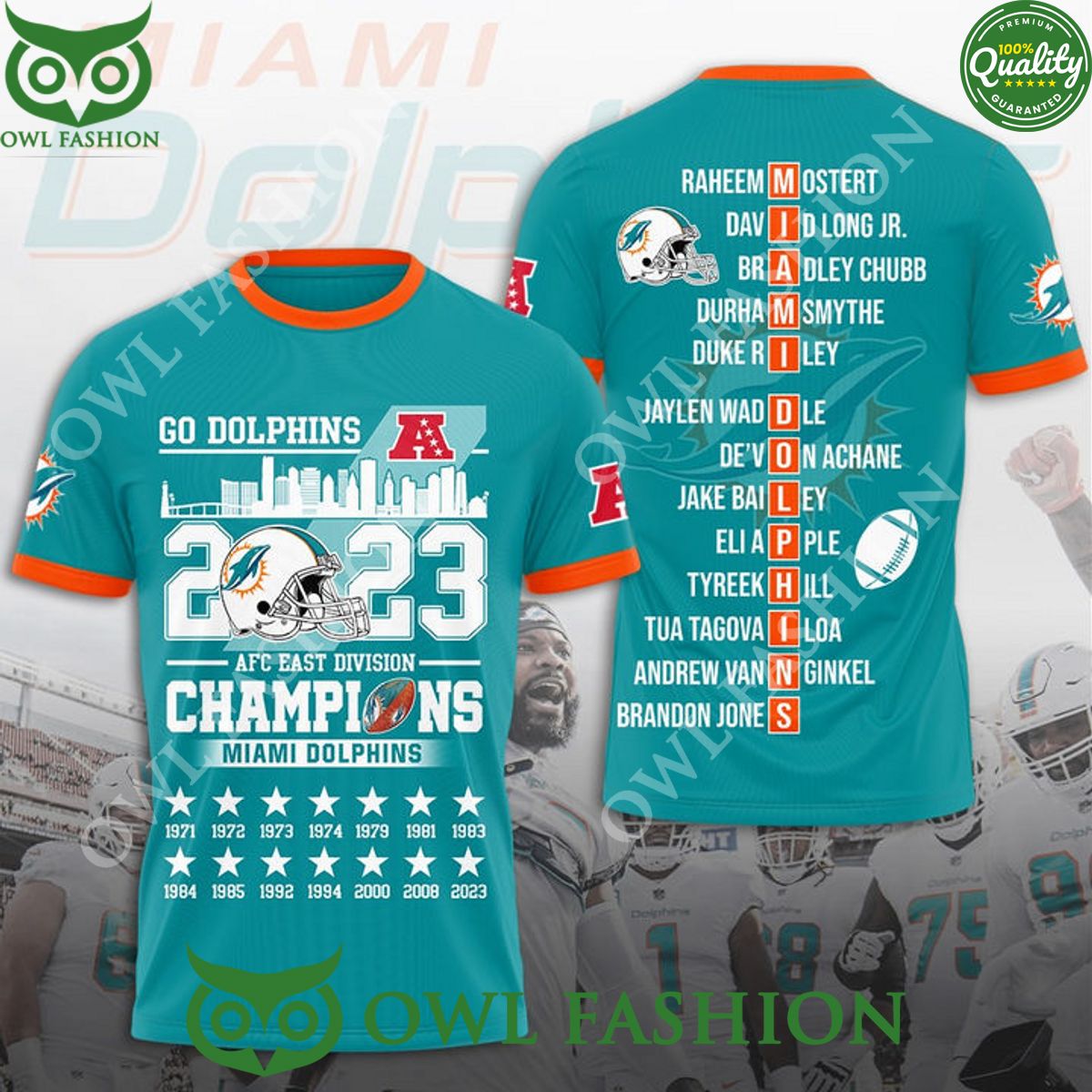 Miami Dolphins AFC East Division Champions 2023 t shirt blue