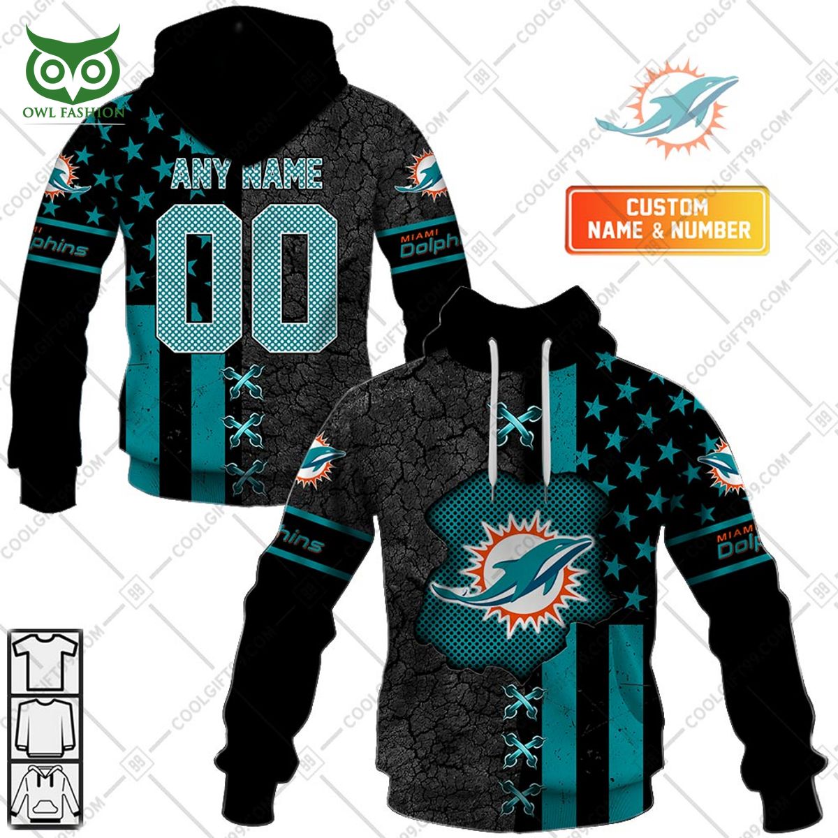 Miami Dolphins USA flag NFL custom printed hoodie shirt