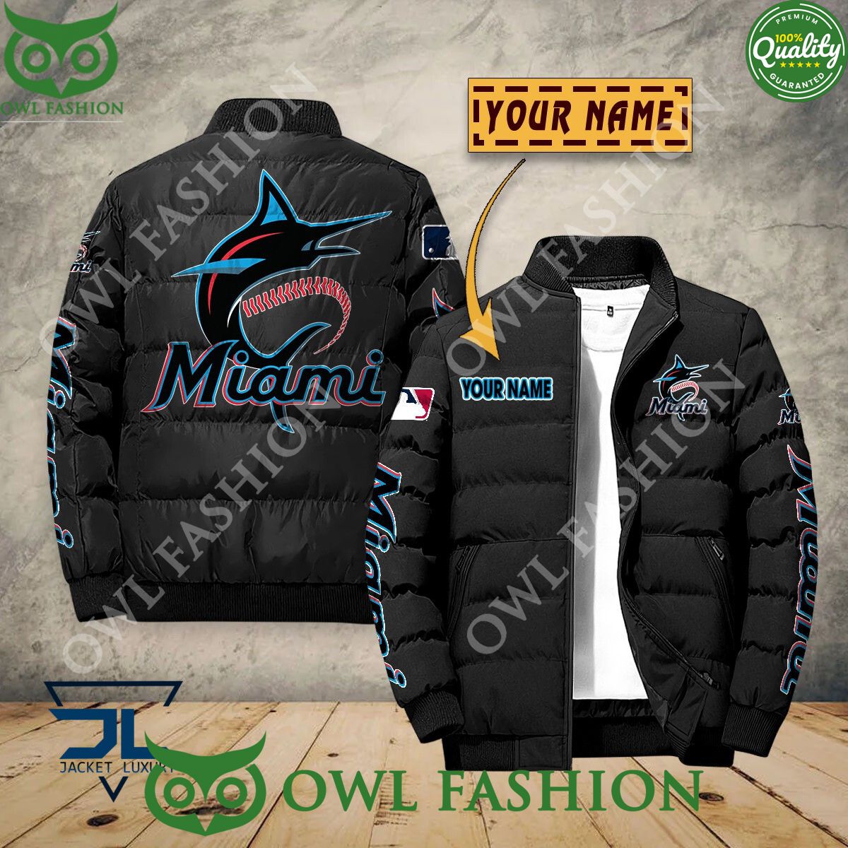 Miami Marlins Custom Name MLB Baseball Jacket Sport